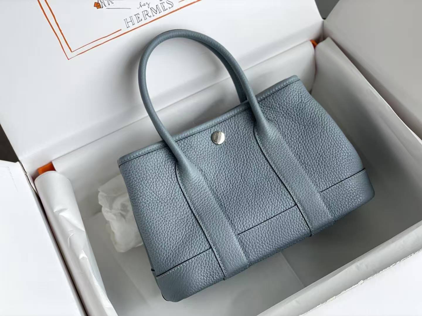 Hermès Mini Garden Bag, Linen Blue