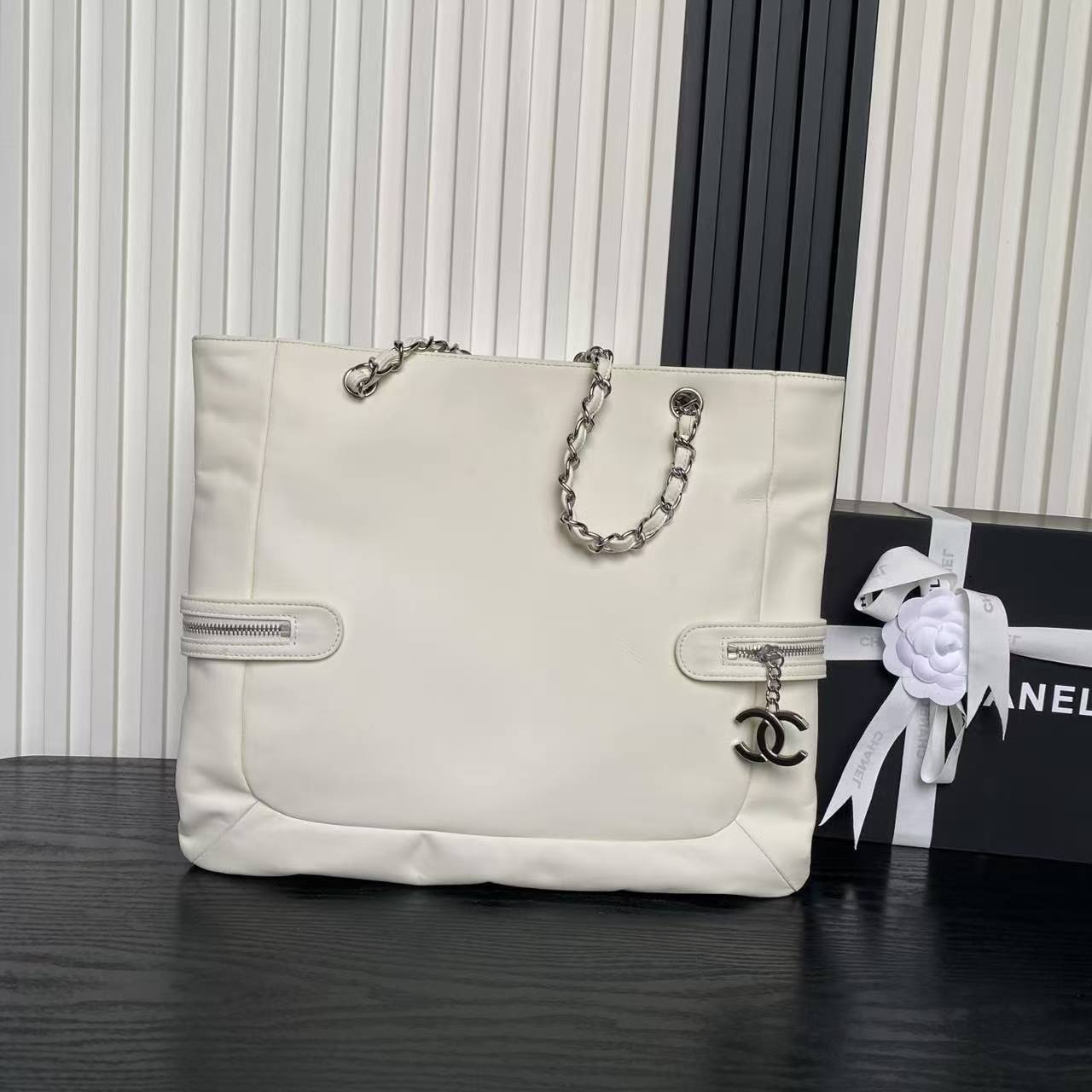 Chanel Paris London Limited Edition Graffiti Airport Tote Bag (Milk White Dyeing Powder)