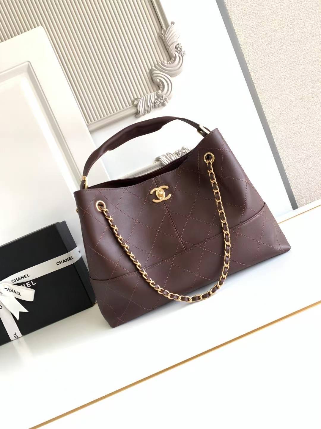 Chanel tote bag AS5634 dark brown version