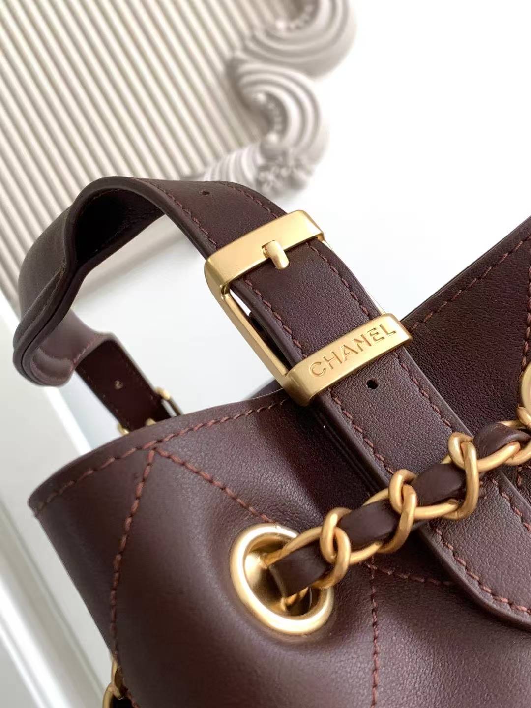 Chanel tote bag AS5634 dark brown version