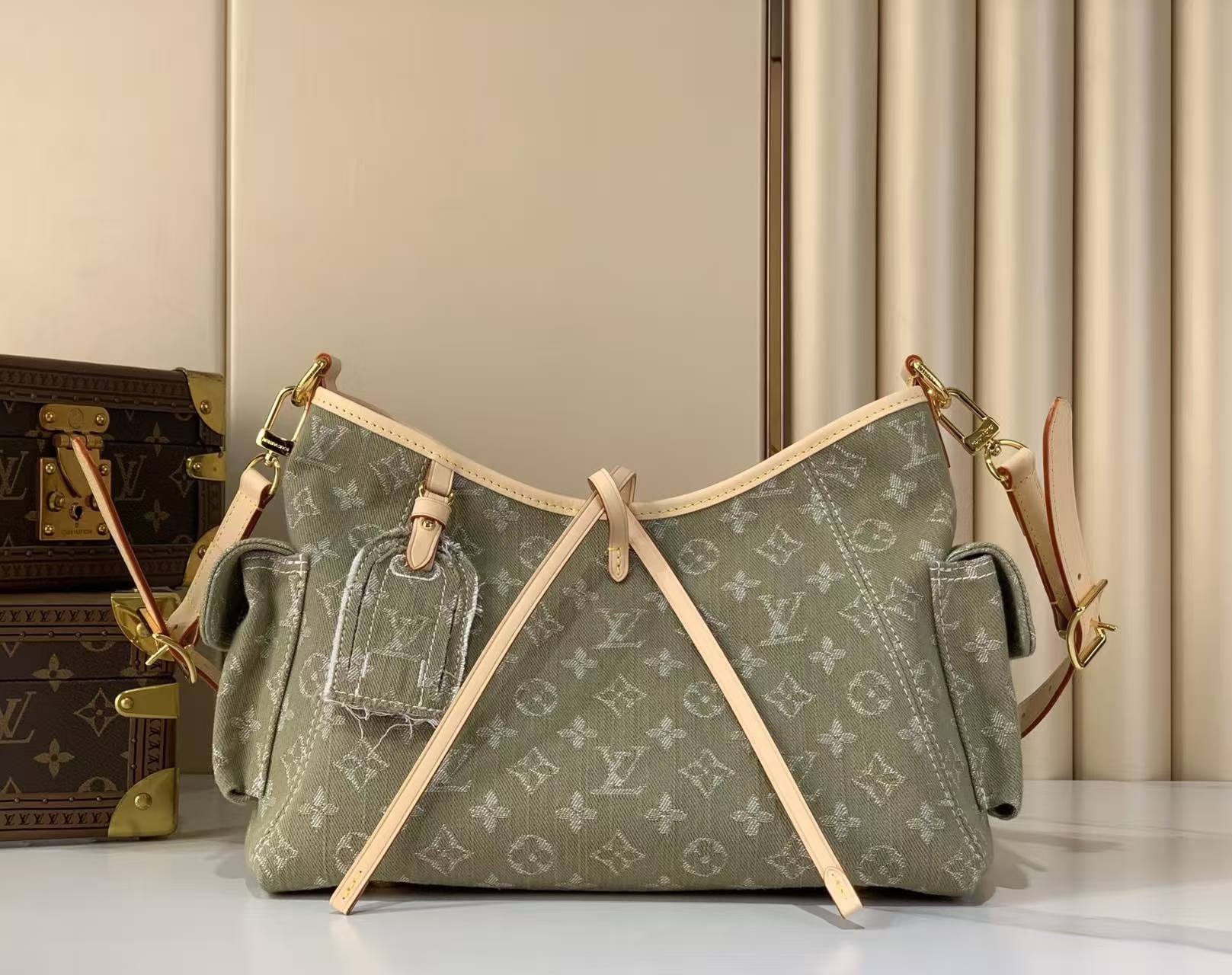 LV Carryall Cargo PM (item number M27623 khaki green denim)