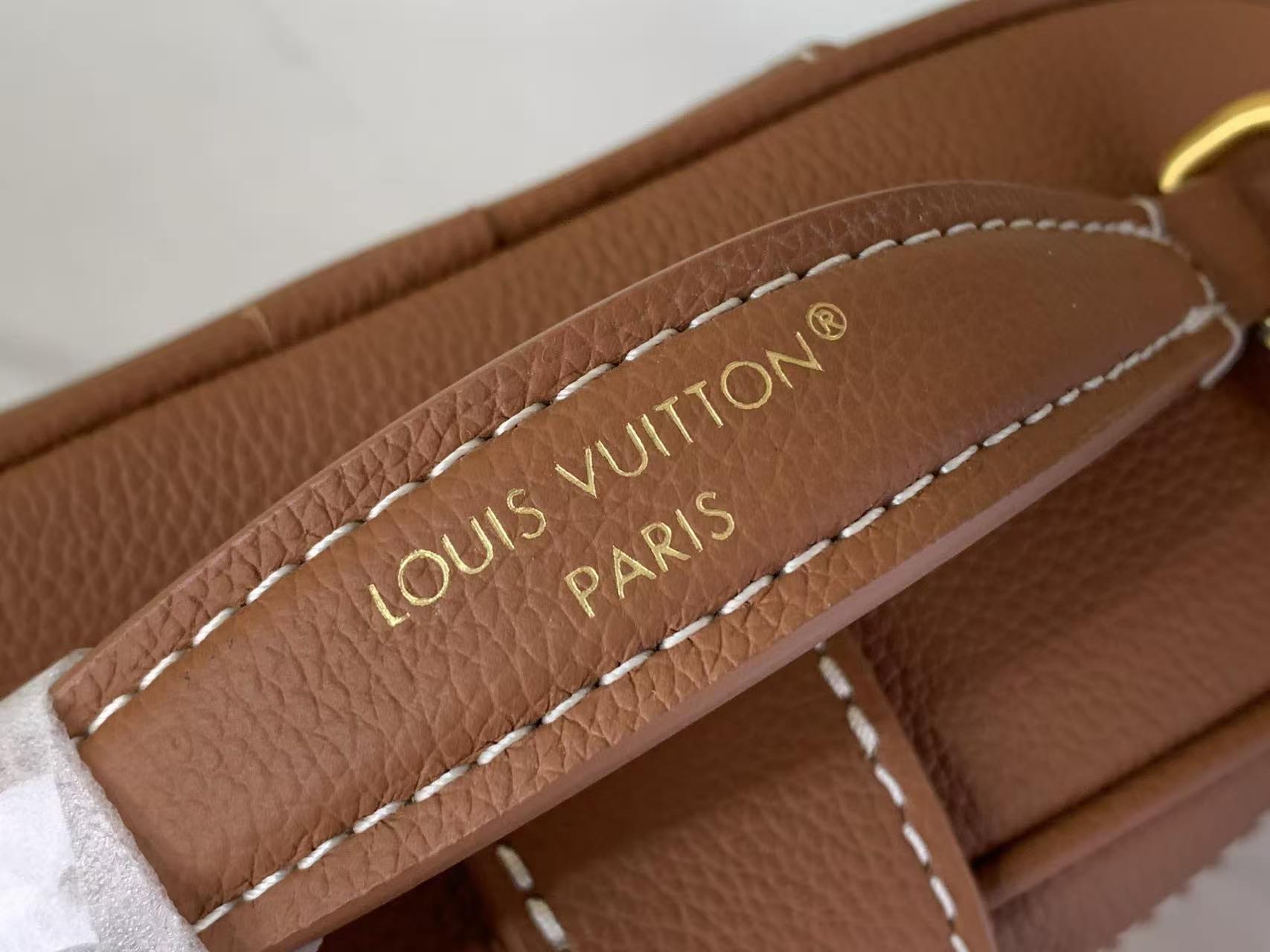 LV Mini Vanity Full Leather Caramel Makeup Case Handbag