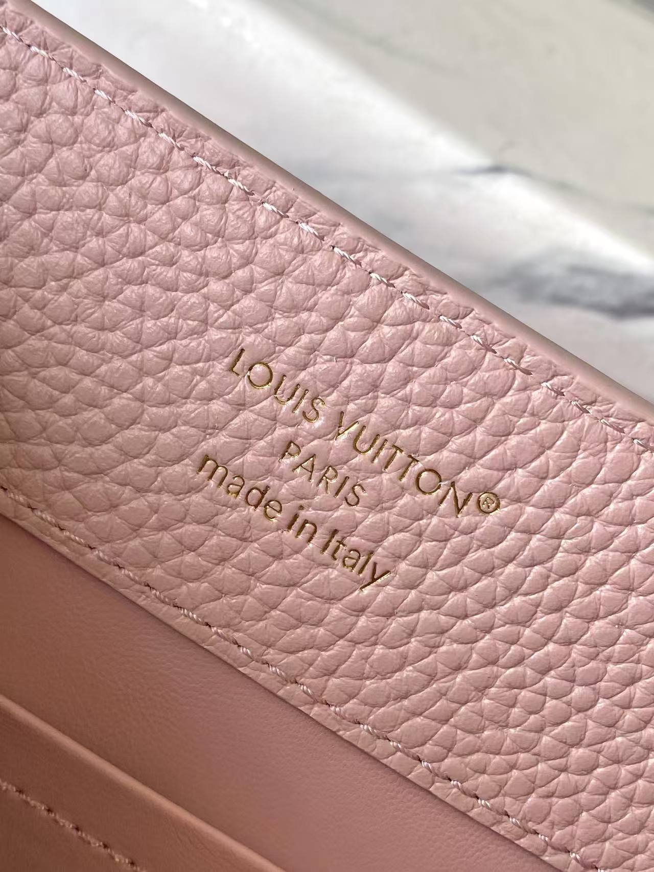 LV Capucines Mini Taurillon Leather Blush Pink Top Handle Bag