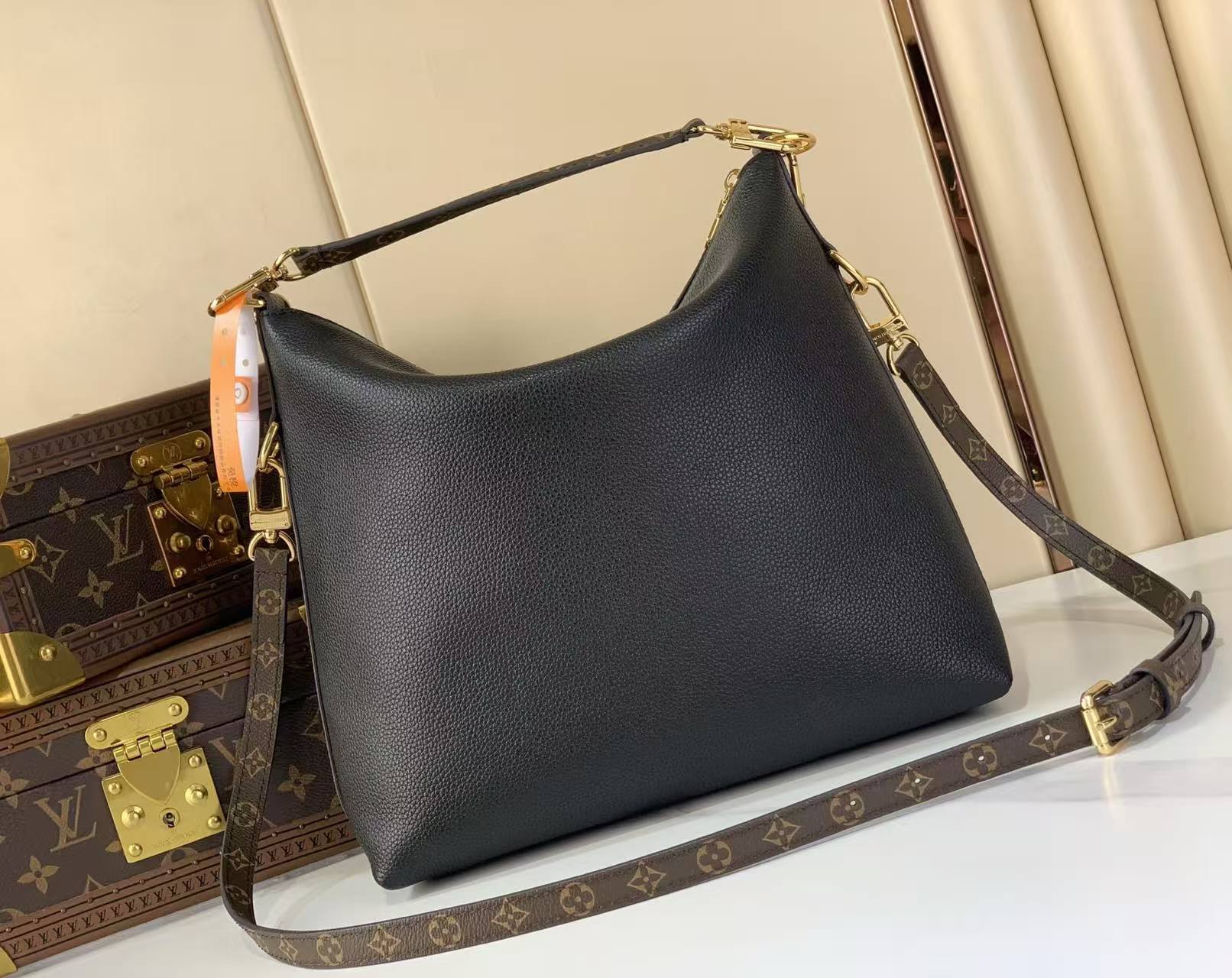 LV Multipass Grained Leather Multi-Wear Hobo Handbag