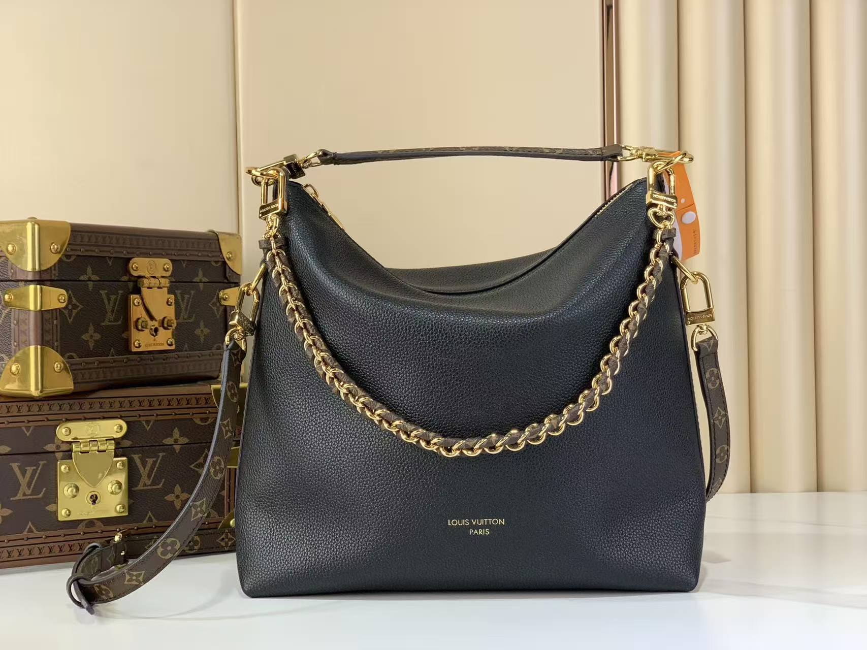 LV Multipass Grained Leather Multi-Wear Hobo Handbag