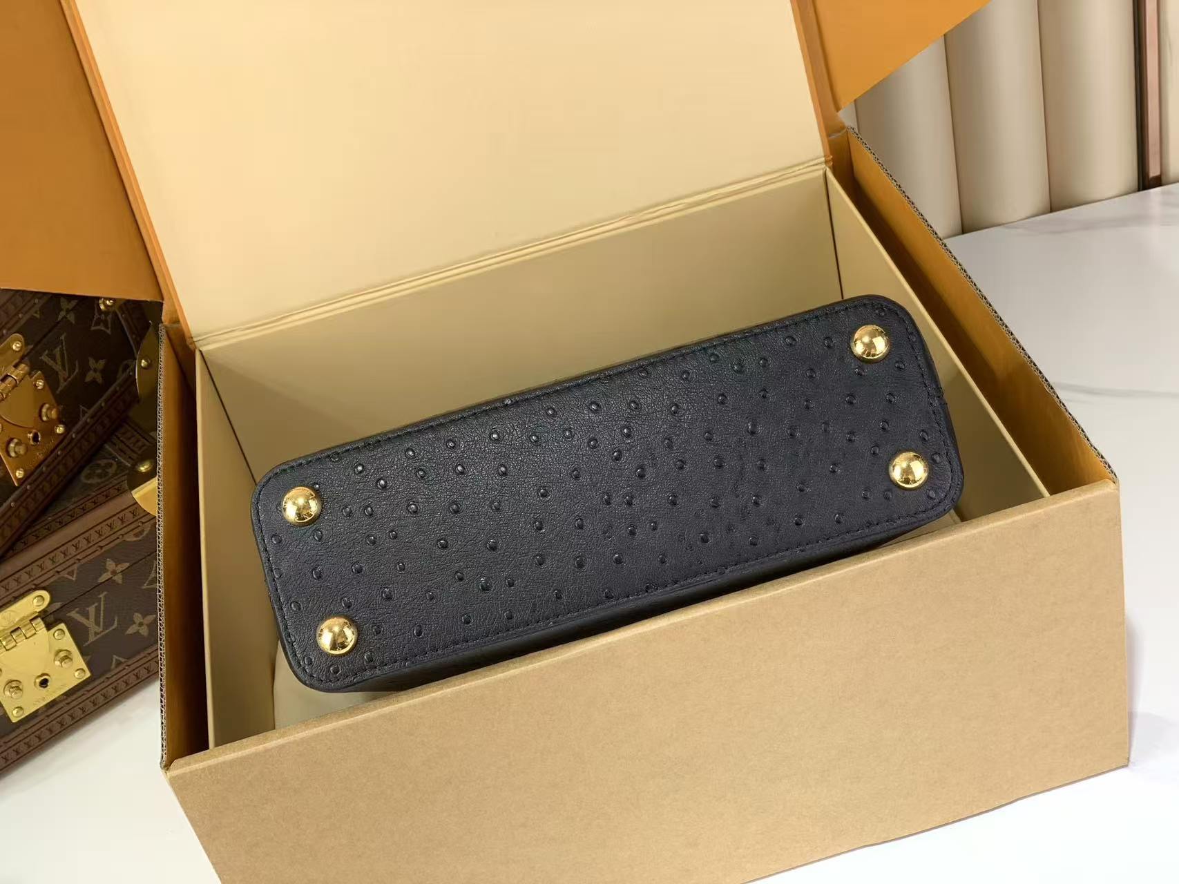 LV Capucines BB Ostrich Leather Handbag Crossbody Bag
