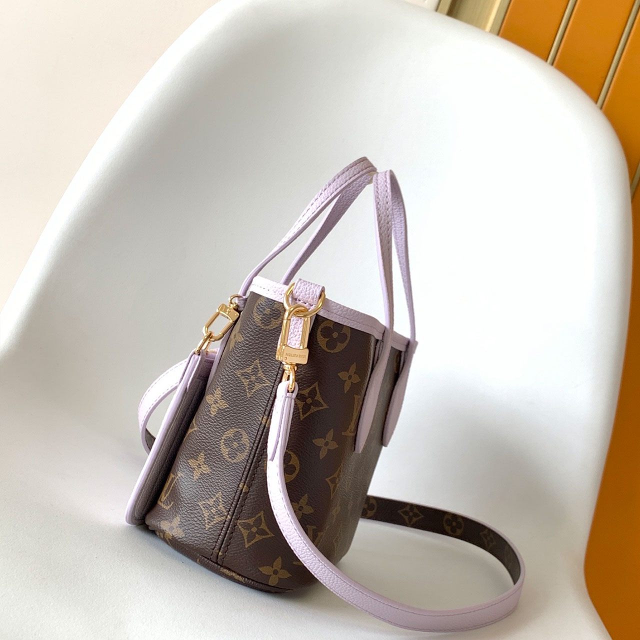 LV mini vintage flower patchwork light purple embossed tote bag