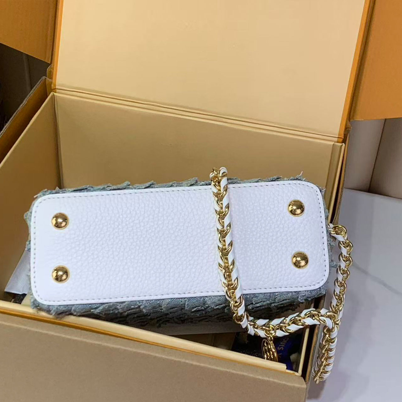 LV Capucines Mini Cowboy Fish Scale Pattern Handheld Crossbody Bag