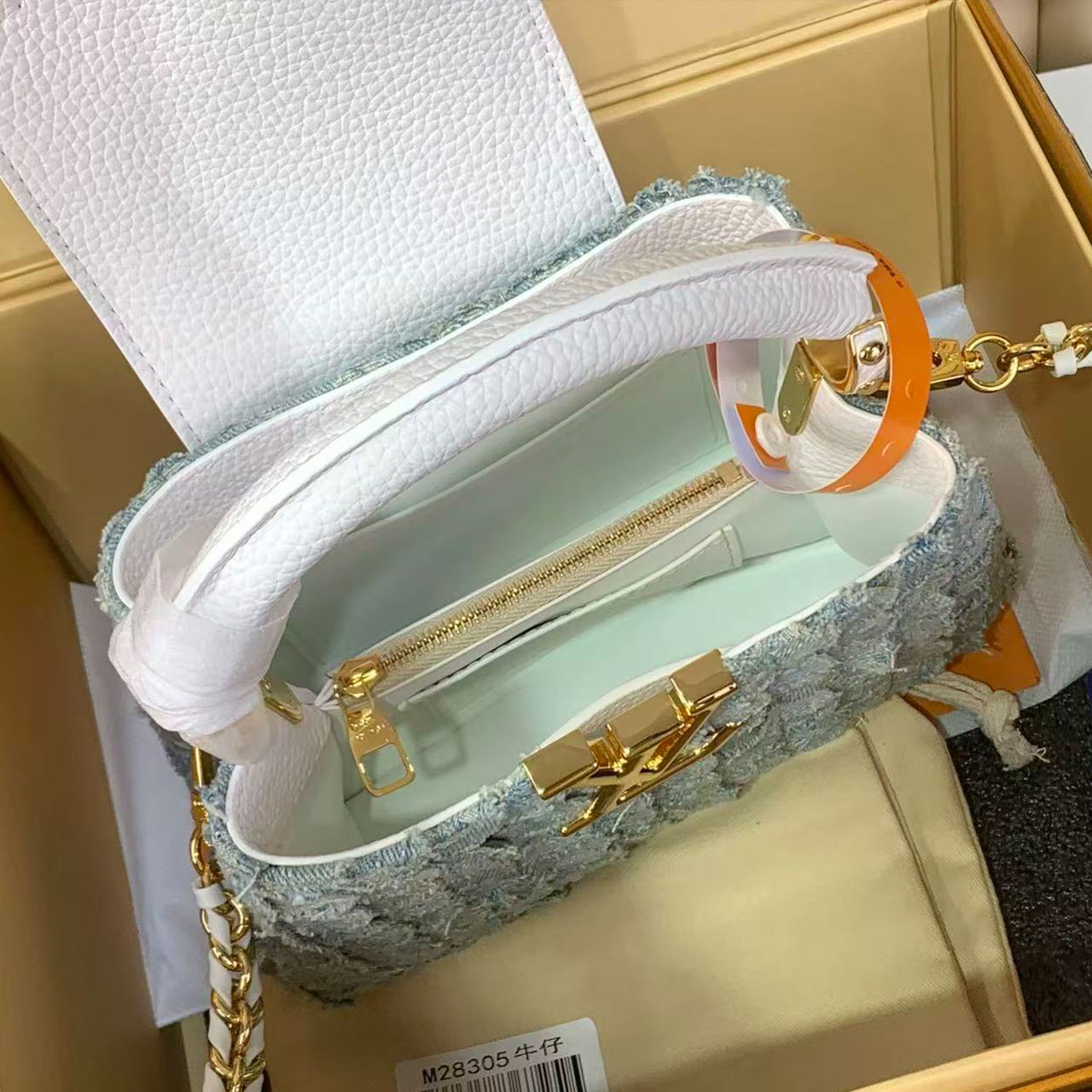 LV Capucines Mini Cowboy Fish Scale Pattern Handheld Crossbody Bag