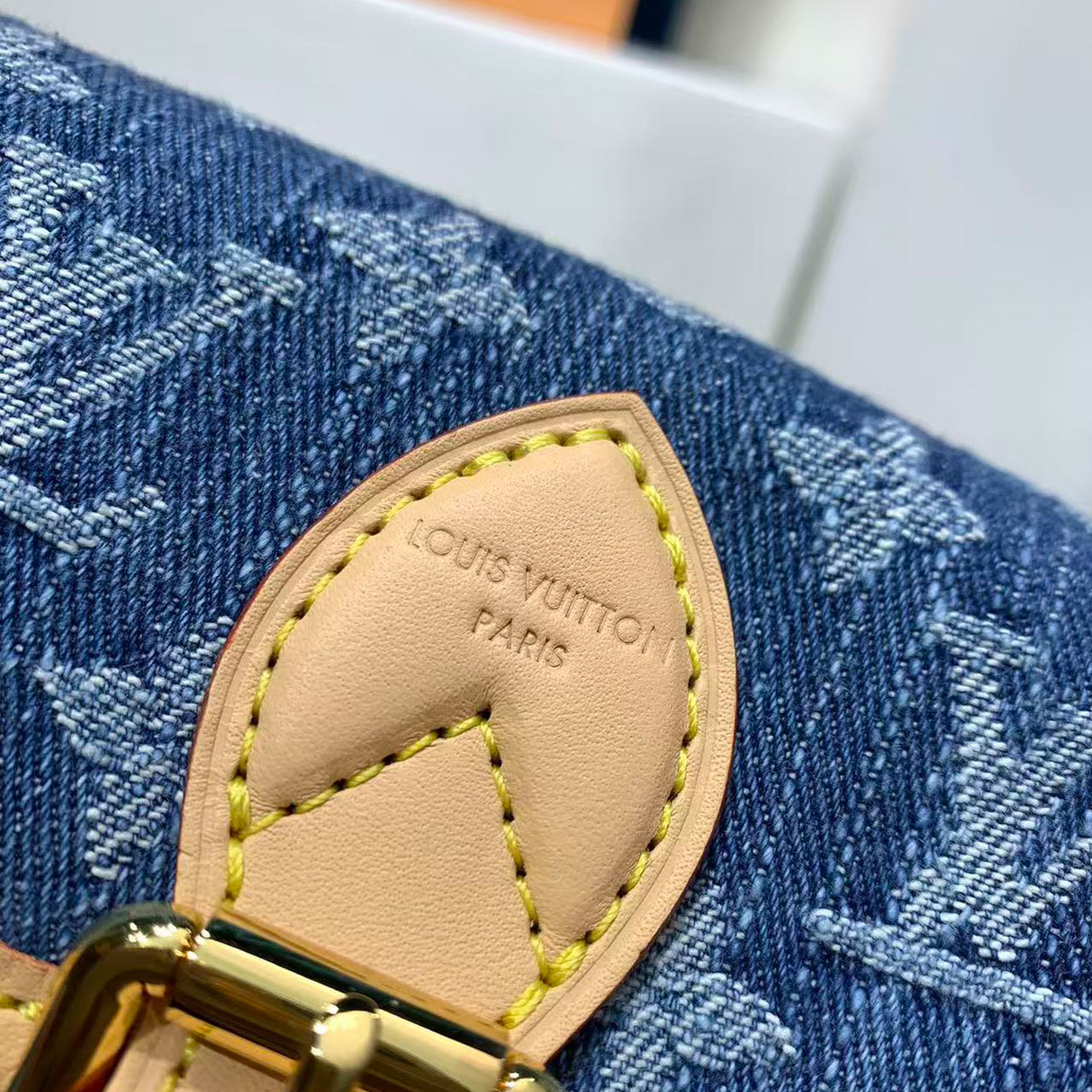 LV retro washed denim vintage flower stick armpit bag