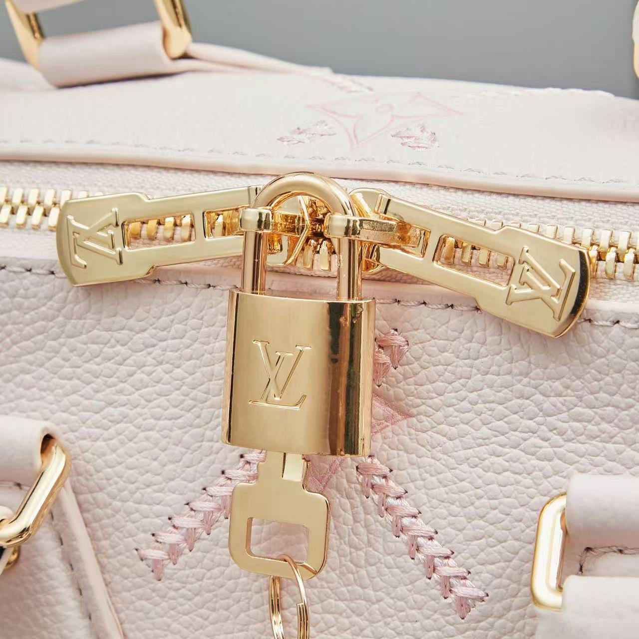 LV Speedy Nano Light Pink Embossed Leather Mini Boston Bag