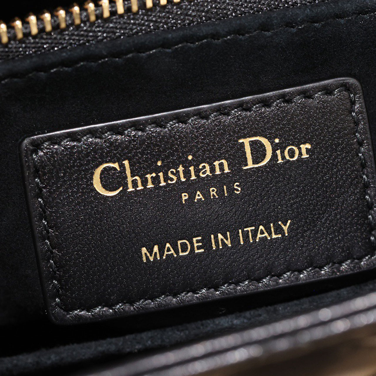Dior Lady Dior Black Sheepskin Gold Buckle Four Grid Concubine Bag