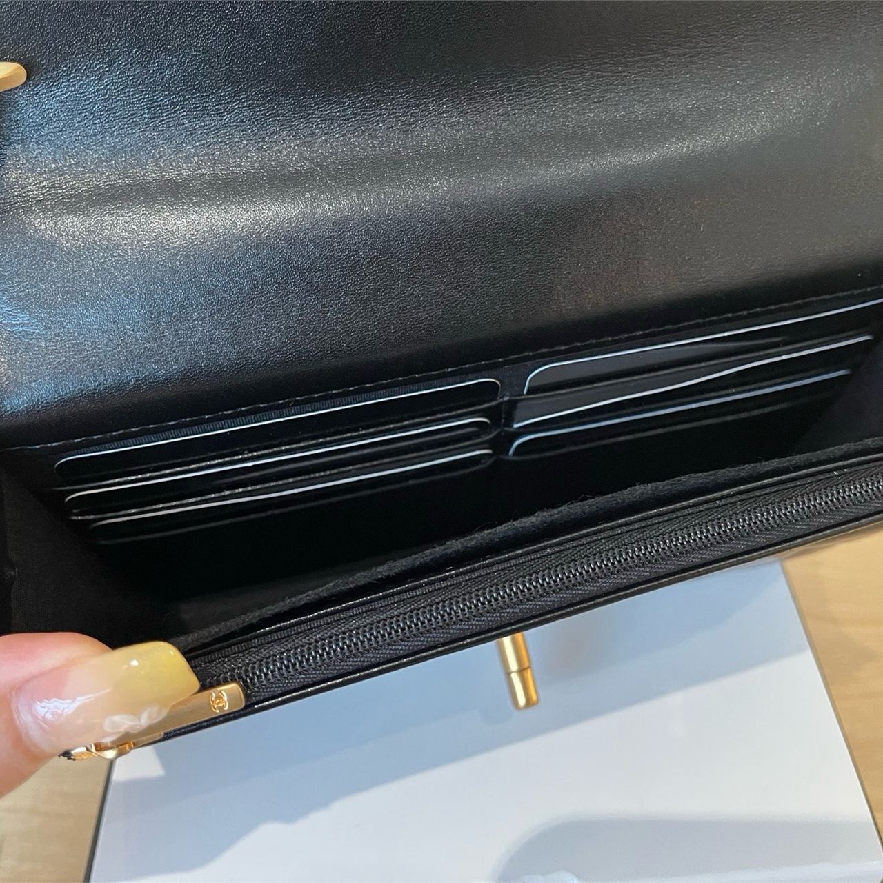 CHANEL Black Shiny Sheepskin Retro Golden Ball CF Mini Chain Bag