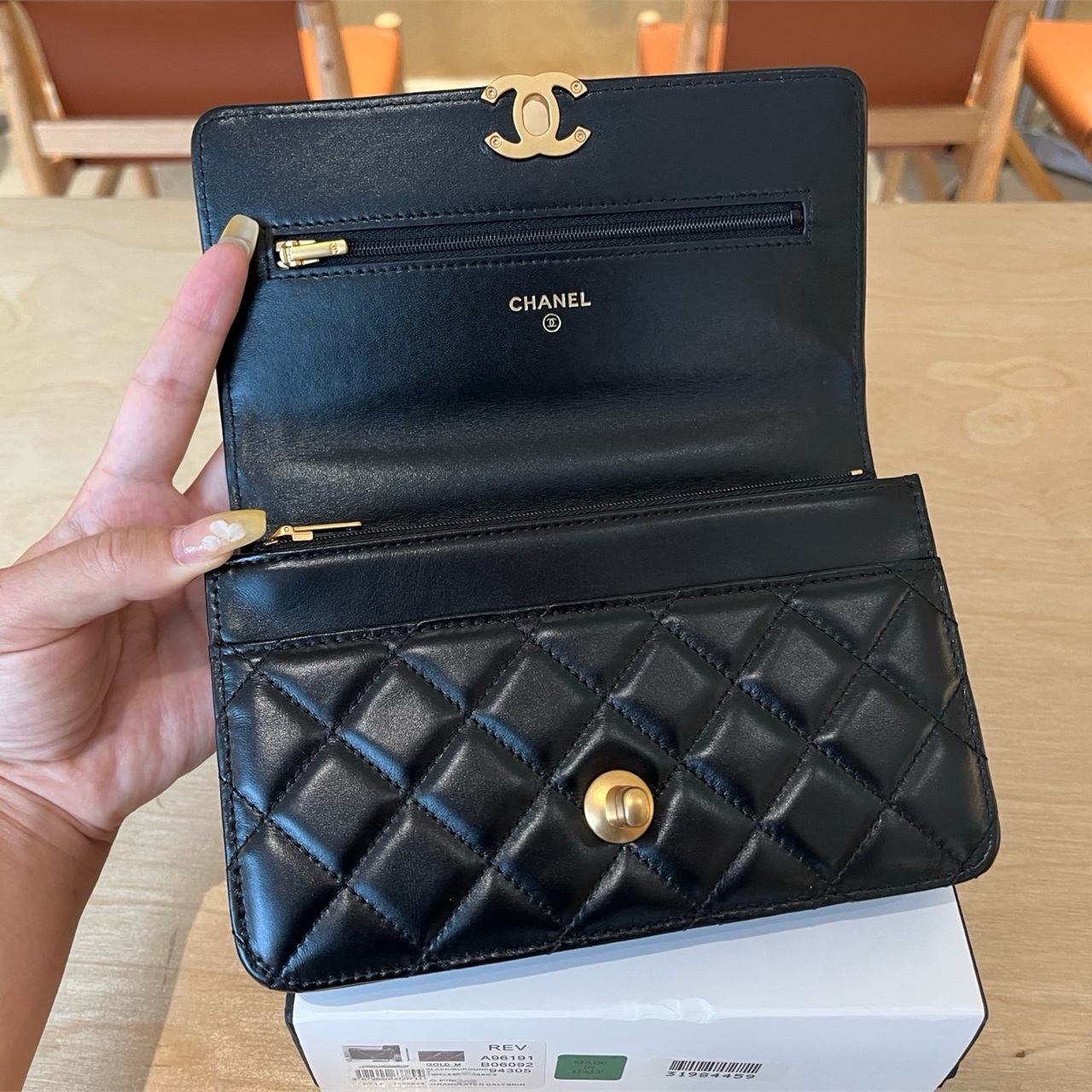 CHANEL Black Shiny Sheepskin Retro Golden Ball CF Mini Chain Bag