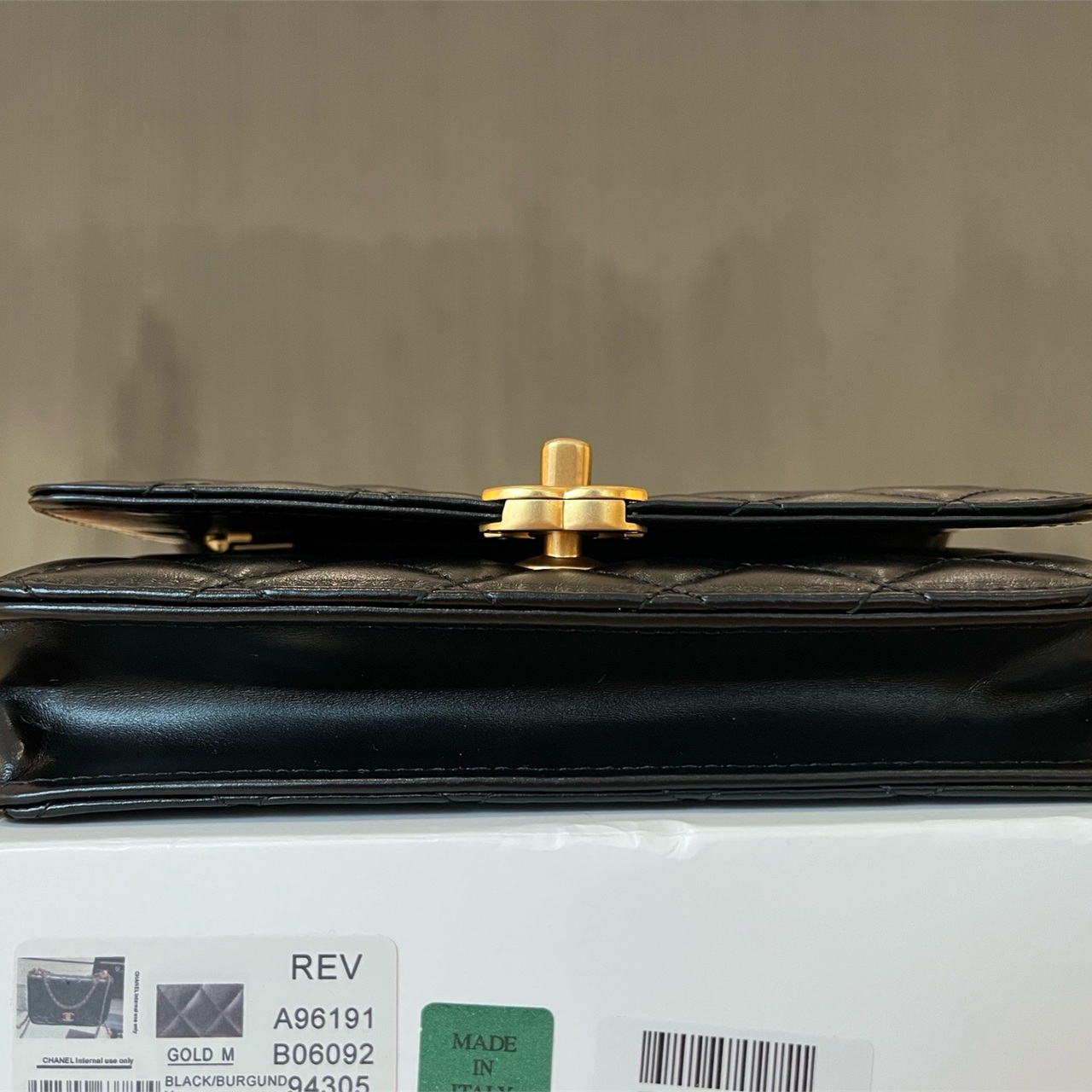 CHANEL Black Shiny Sheepskin Retro Golden Ball CF Mini Chain Bag
