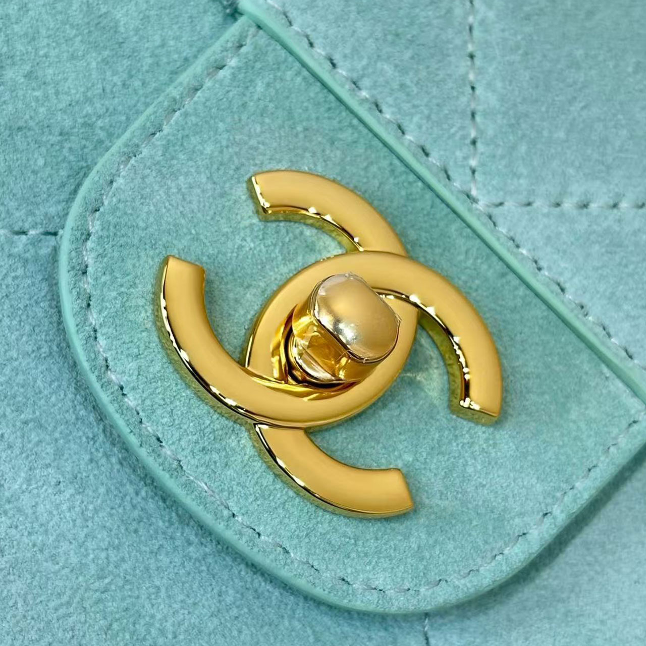 Chanel Classic Flap Jumbo Mint Green suede classic diamond grille bag