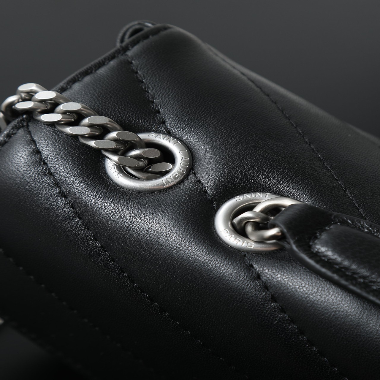 YSL LouLou Medium Flap Bag With Matching Pouch Black silver buckle