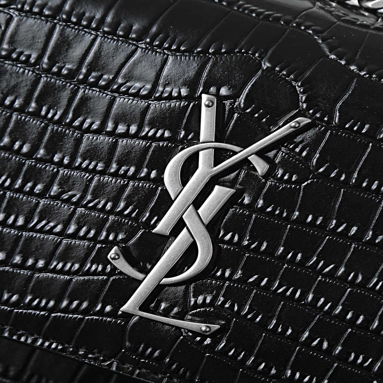 YSL Kate Medium Crocodile Embossed Chain Bag