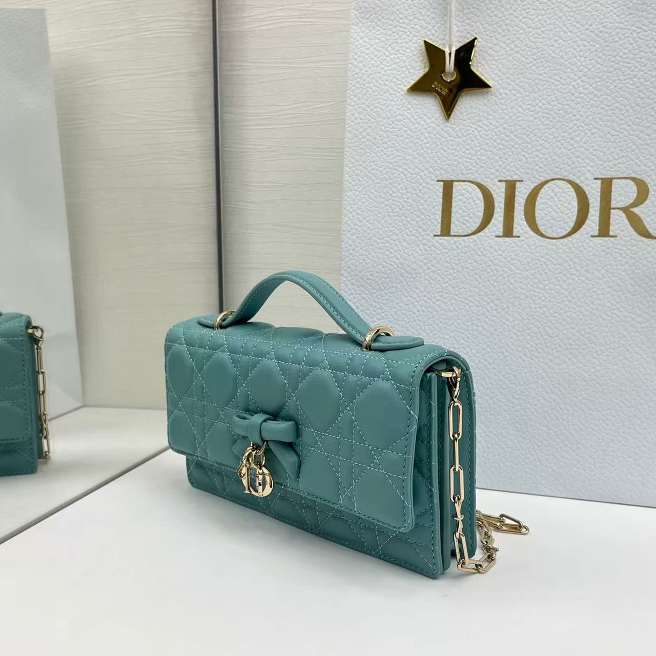 Dior Lady Dior Mini East-West Handbag With Bow