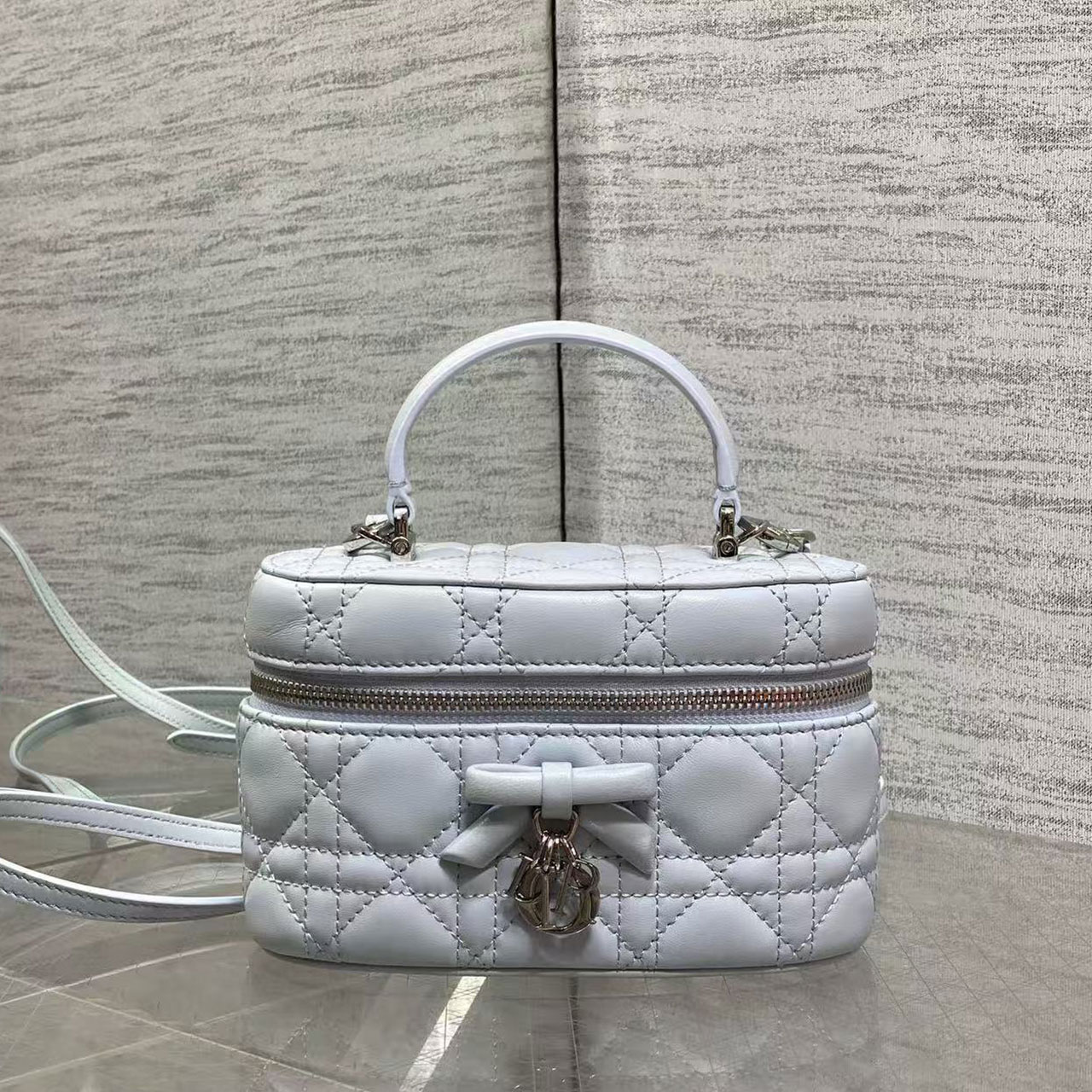 Dior Cannage Mini Vanity Case With Bow