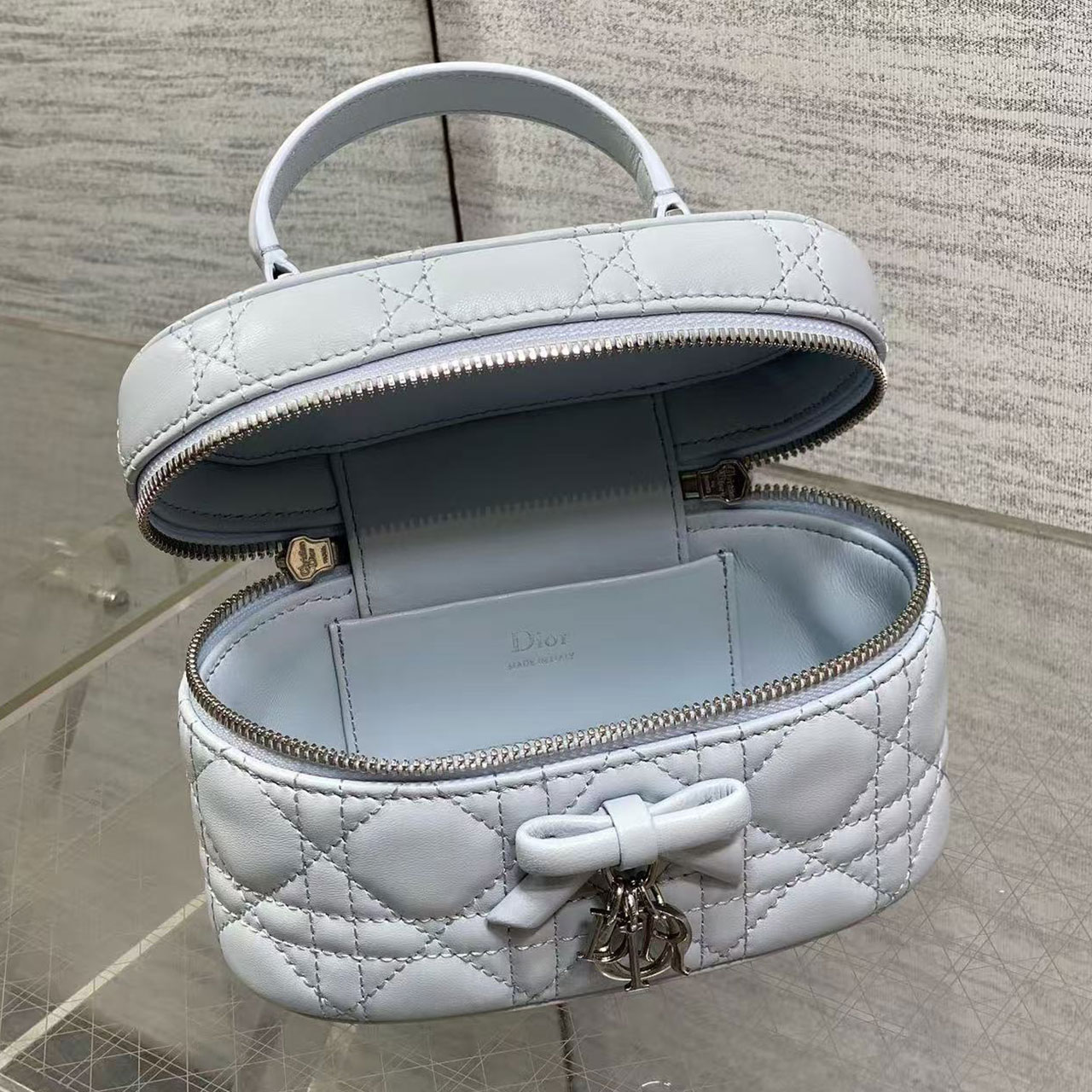 Dior Cannage Mini Vanity Case With Bow