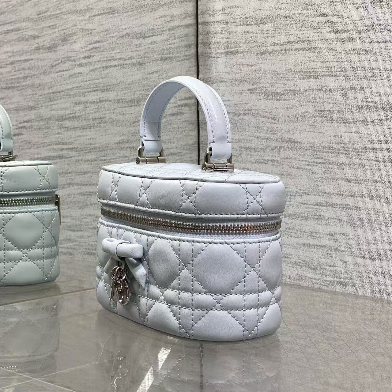 Dior Cannage Mini Vanity Case With Bow