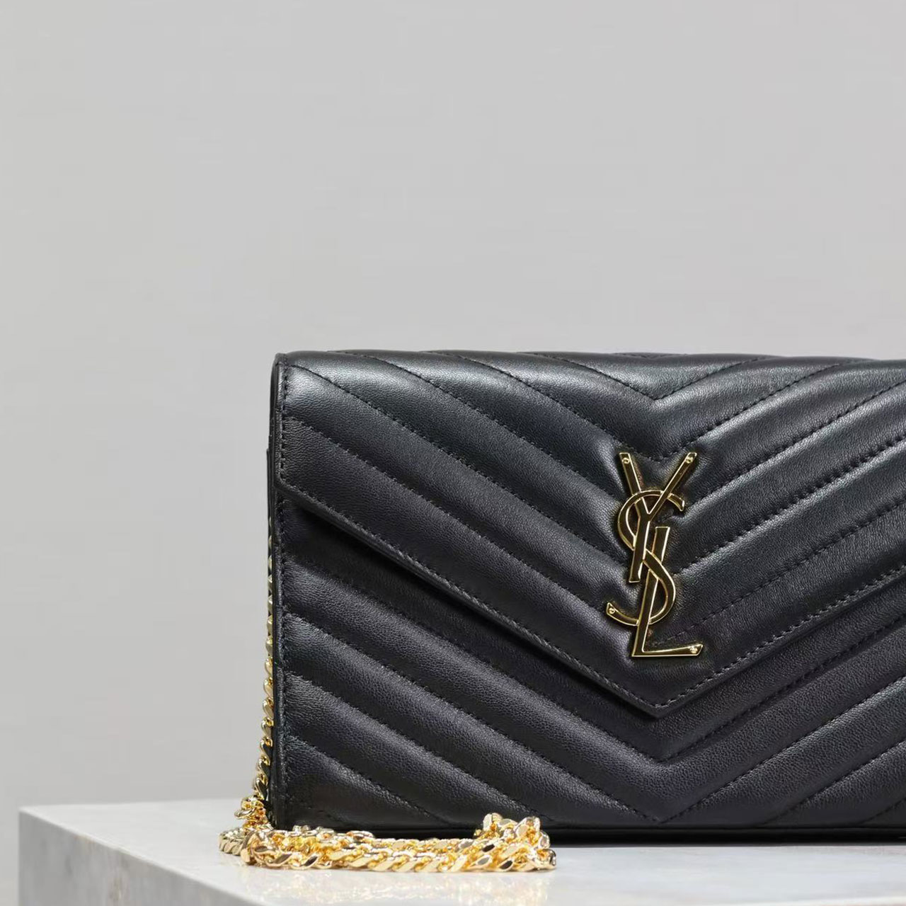 YSL Cassandre Matelassé Envelope Chain Wallet