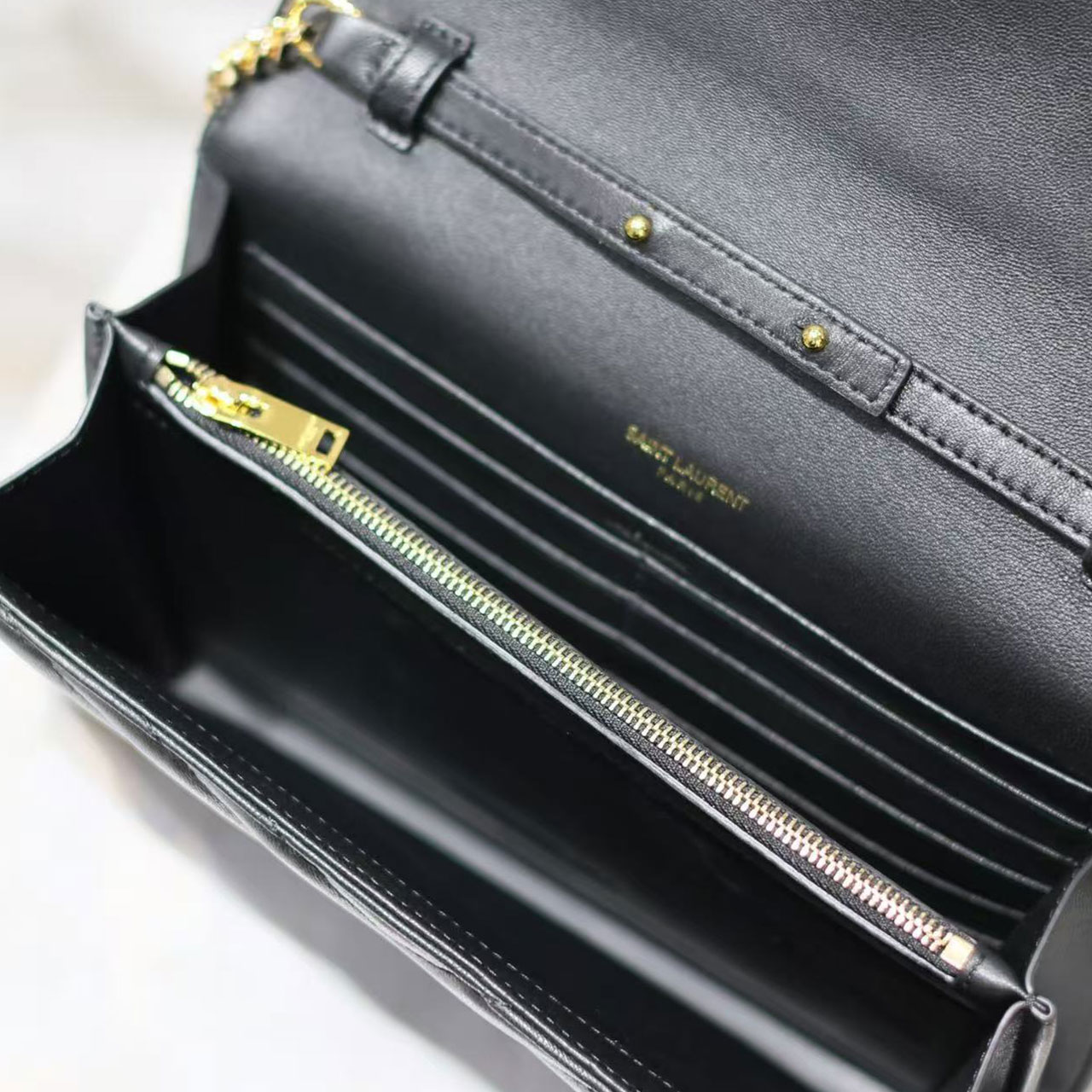 YSL Cassandre Matelassé Envelope Chain Wallet