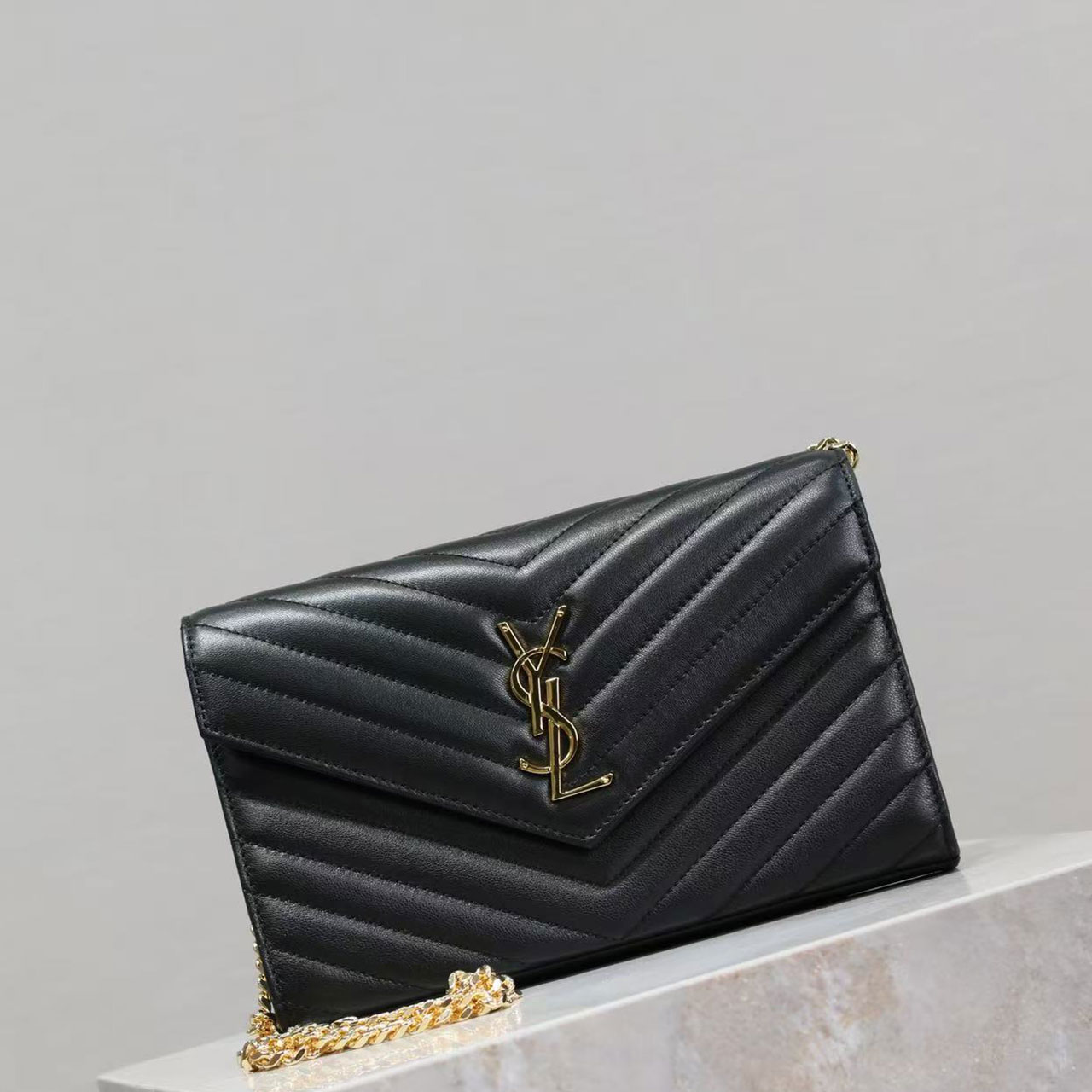 YSL Cassandre Matelassé Envelope Chain Wallet