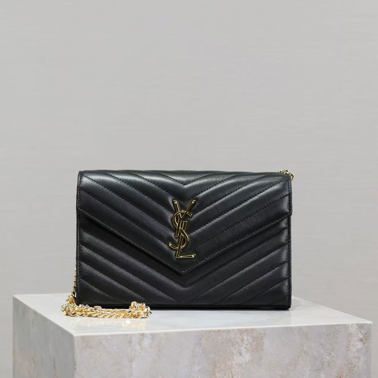 YSL Cassandre Matelassé Envelope Chain Wallet
