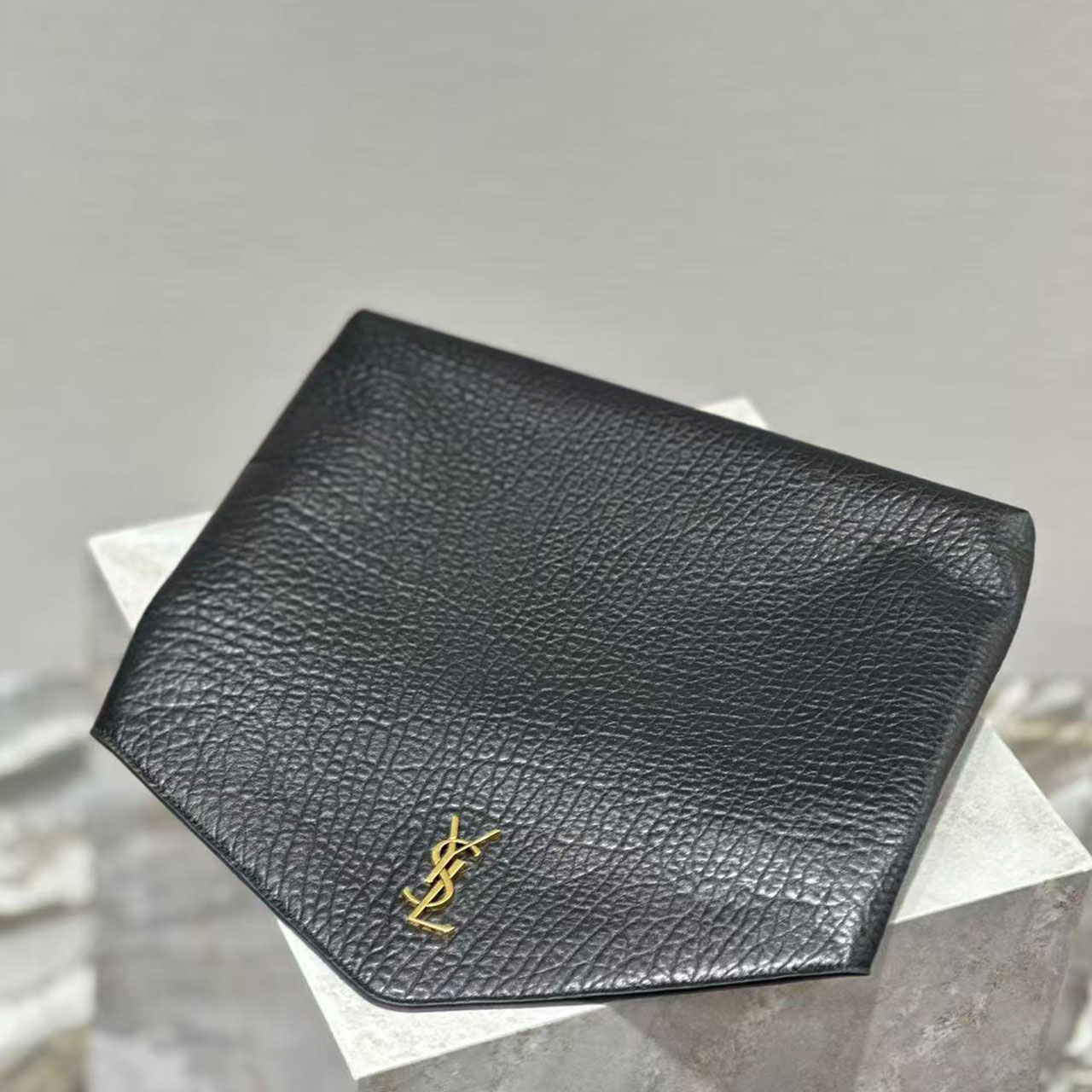 YSL Envelope Grain Leather Clutch Bag