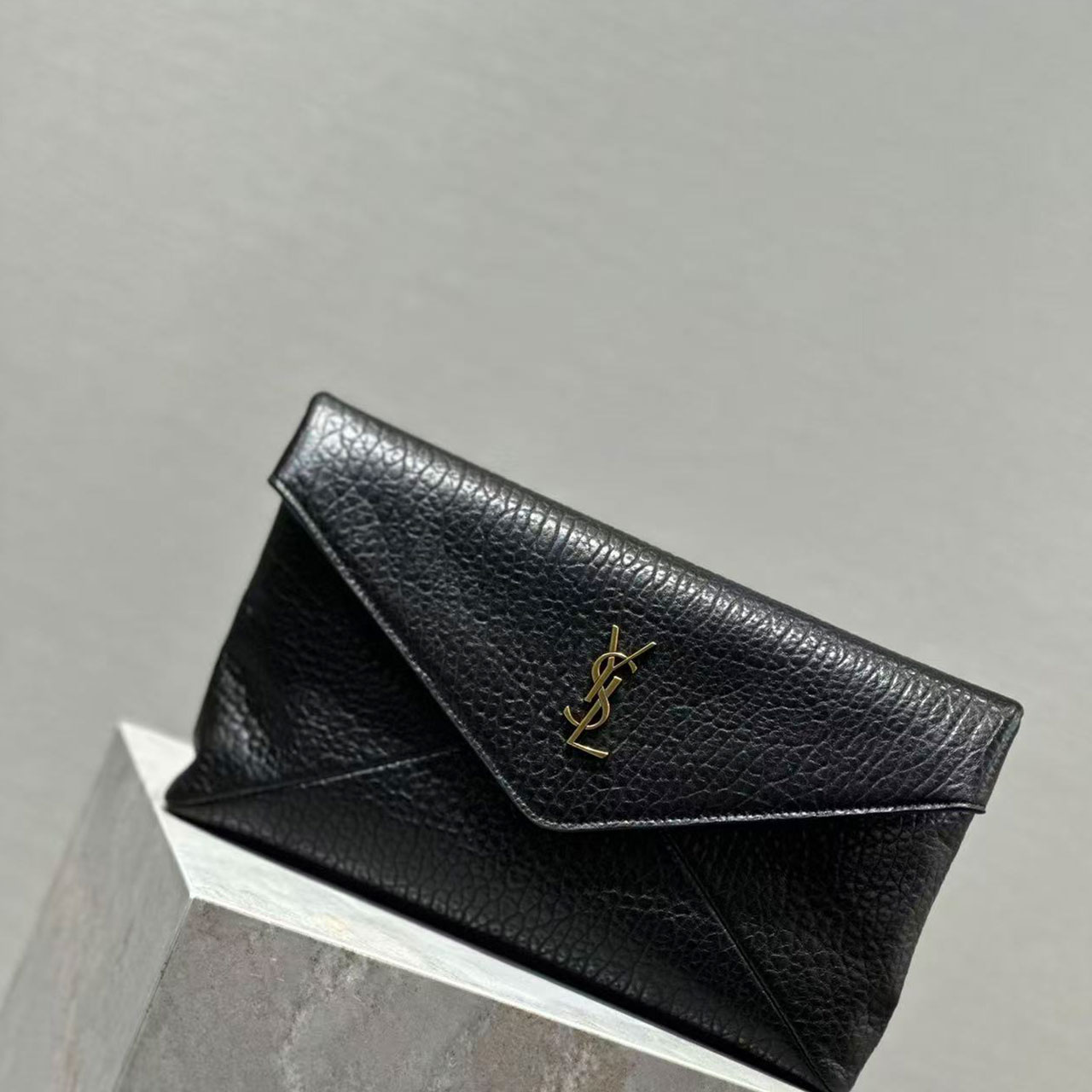 YSL Envelope Grain Leather Clutch Bag