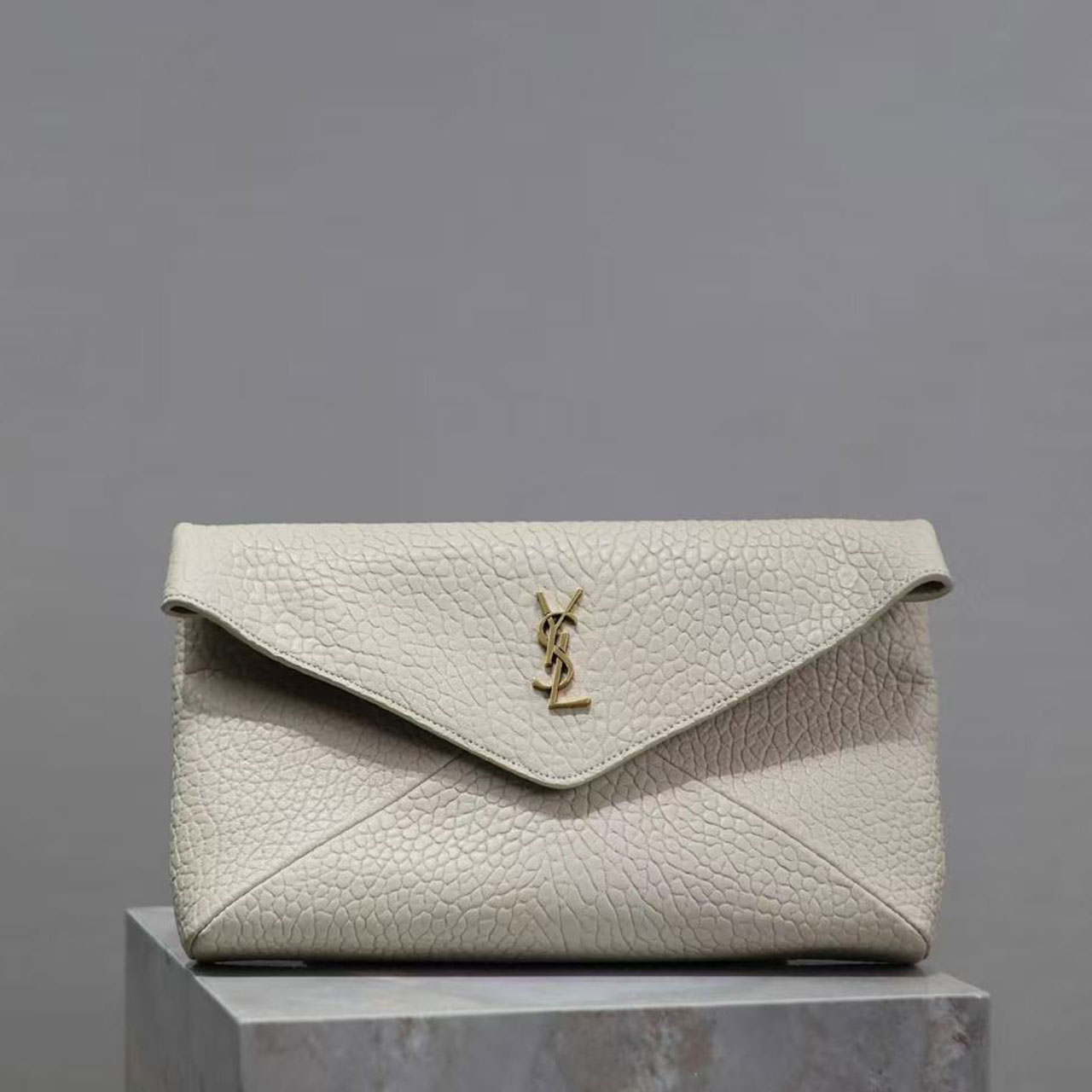 YSL Envelope Grain Leather Clutch Bag