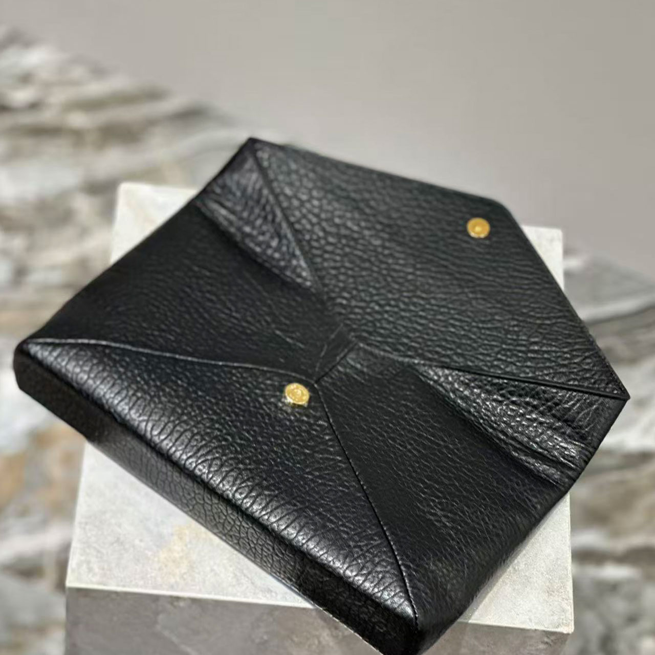 YSL Envelope Grain Leather Clutch Bag