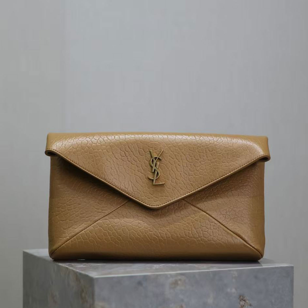 YSL Envelope Grain Leather Clutch Bag