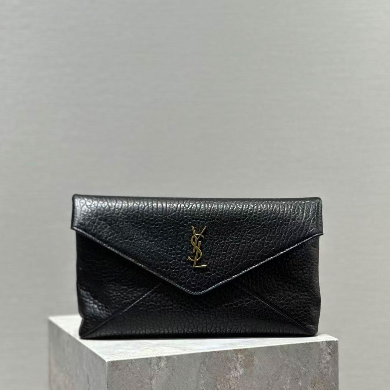 YSL Envelope Grain Leather Clutch Bag