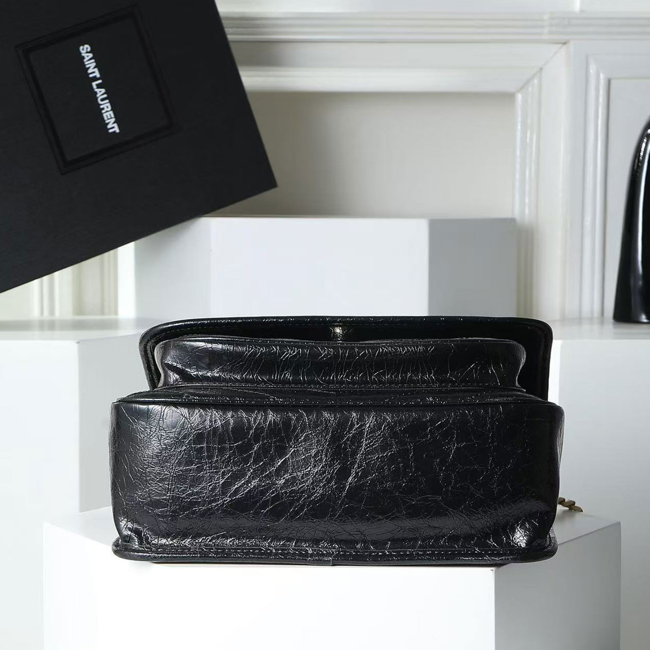 YSL Niki Medium Crinkled Leather Chain Bag