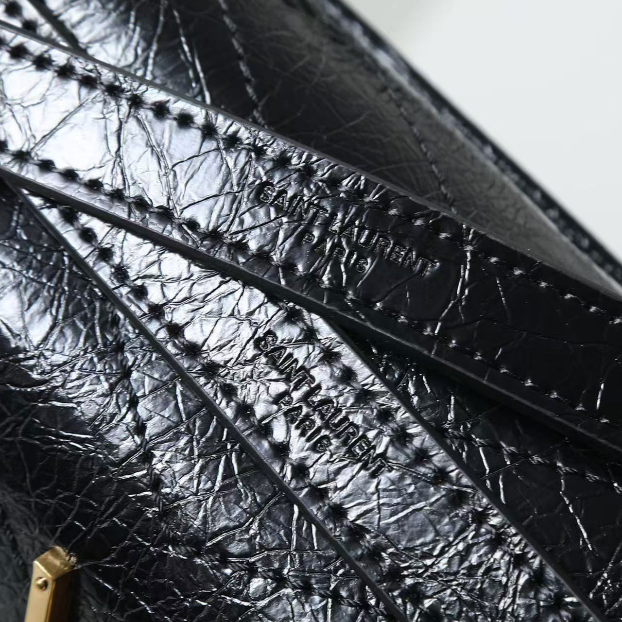 YSL Niki Medium Crinkled Leather Chain Bag