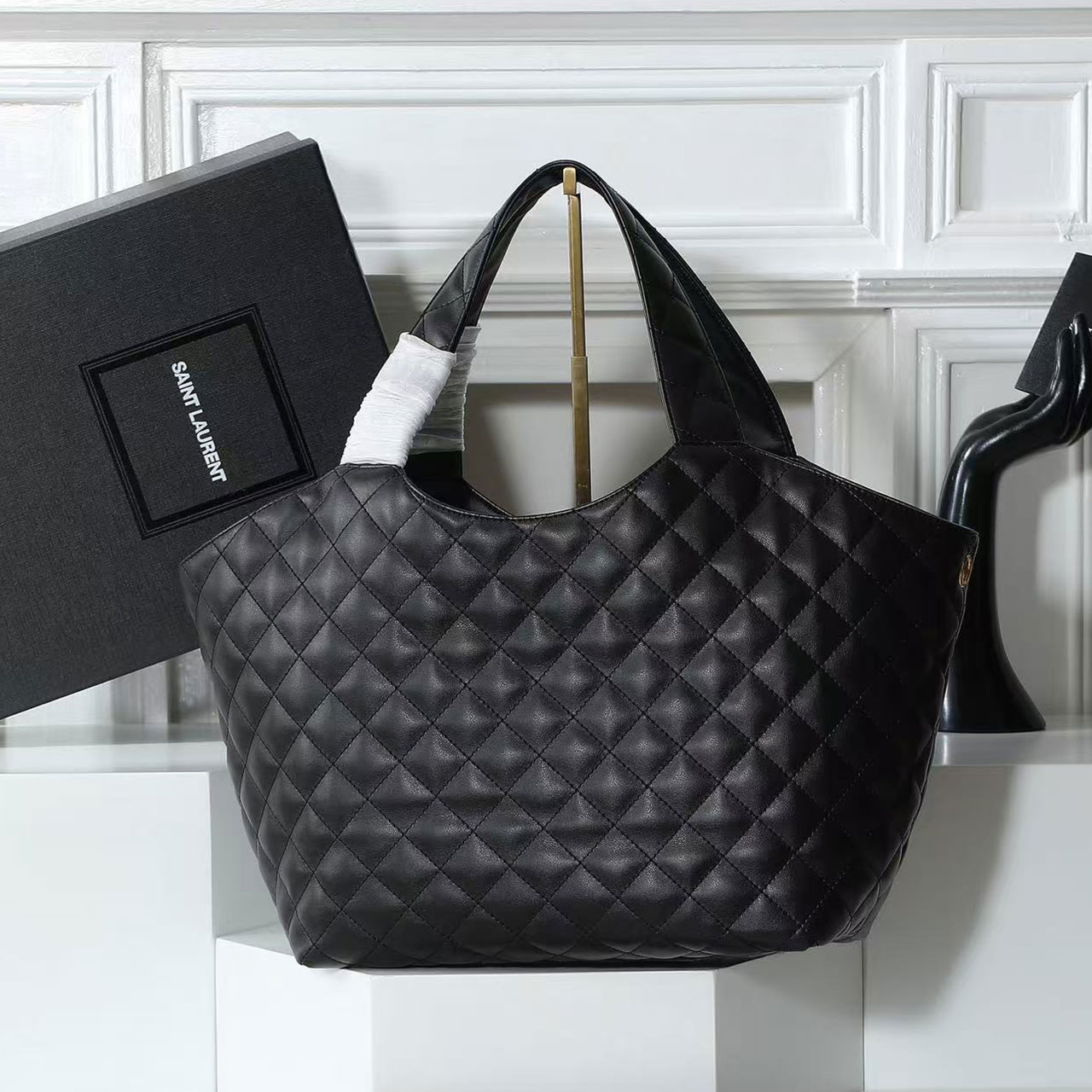 YSL Icare Maxi Quilted Shopping Tote Bag