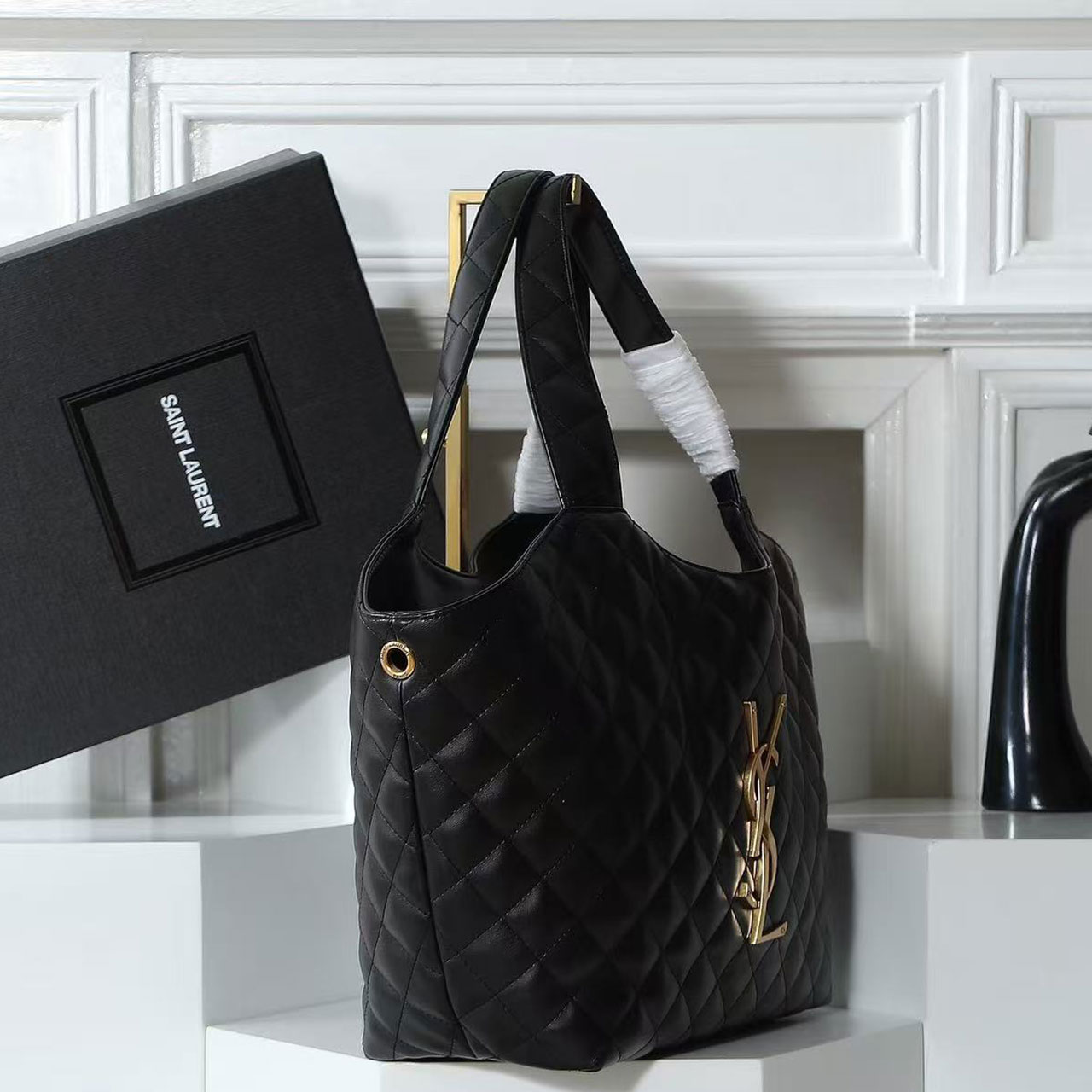 YSL Icare Maxi Quilted Shopping Tote Bag