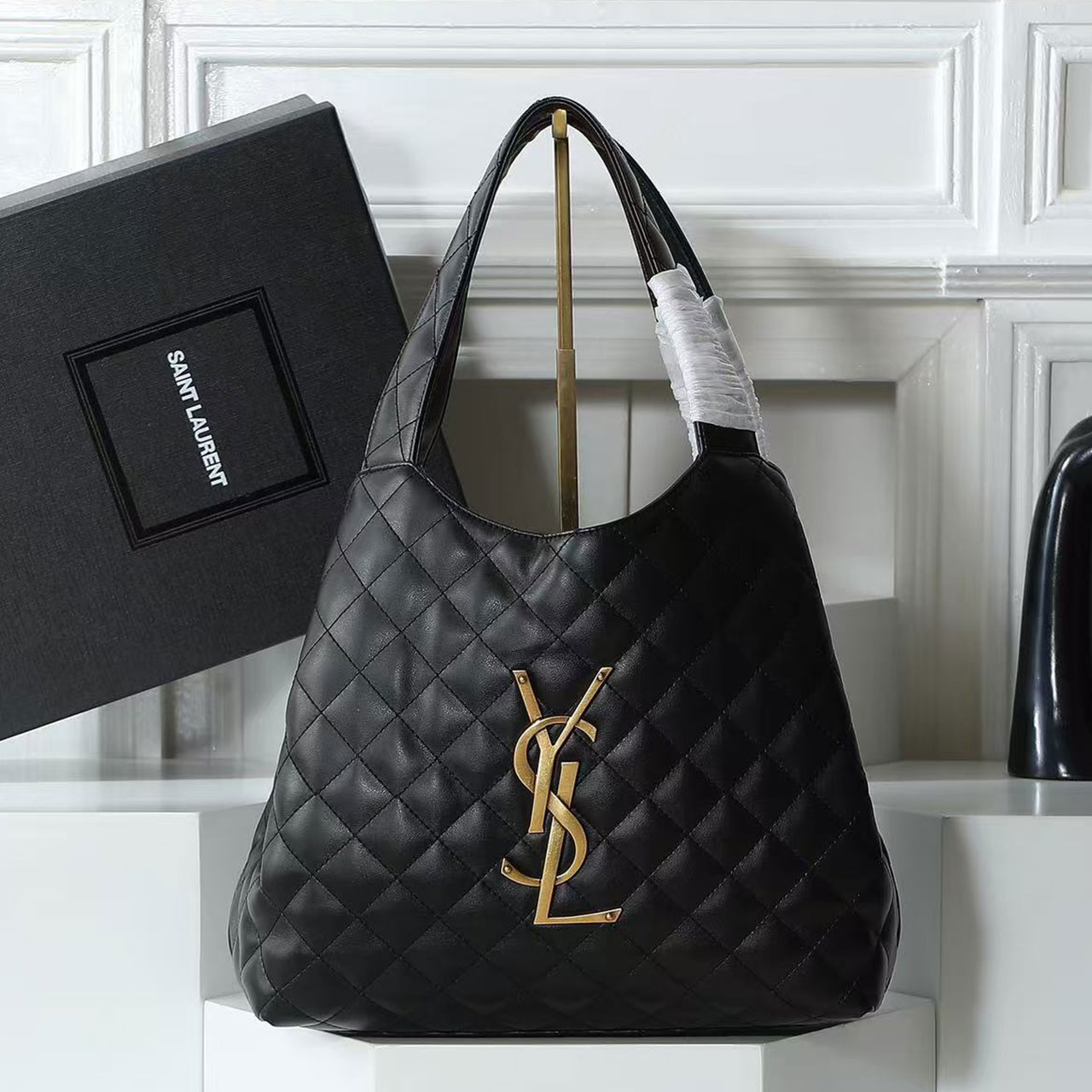 YSL Icare Maxi Quilted Shopping Tote Bag