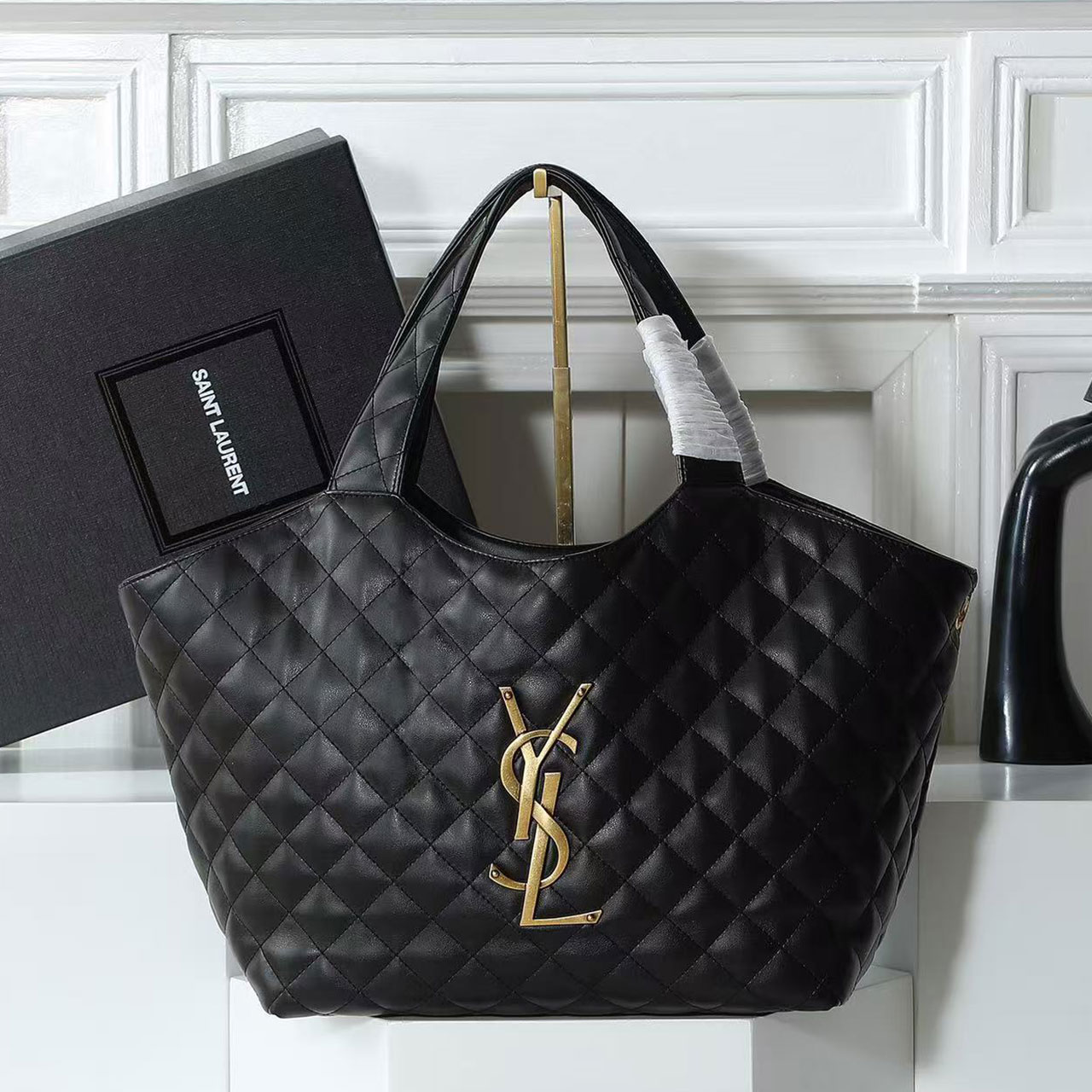 YSL Icare Maxi Quilted Shopping Tote Bag