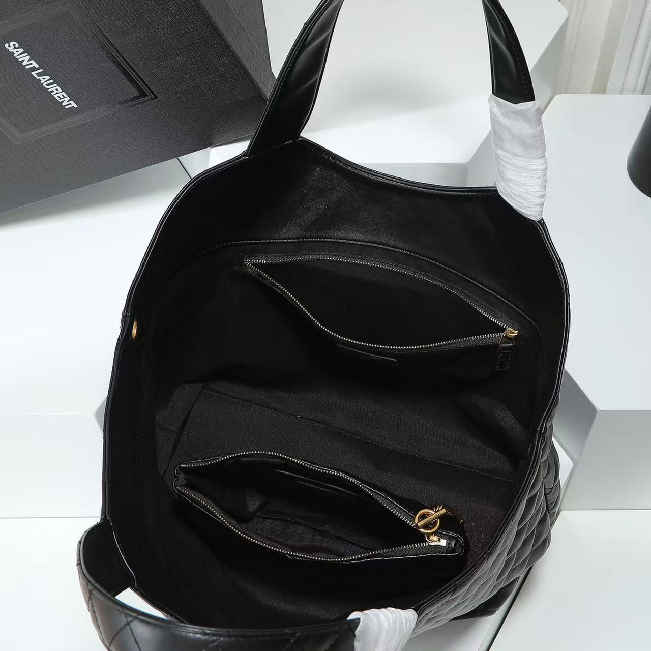 YSL Icare Maxi Quilted Shopping Tote Bag