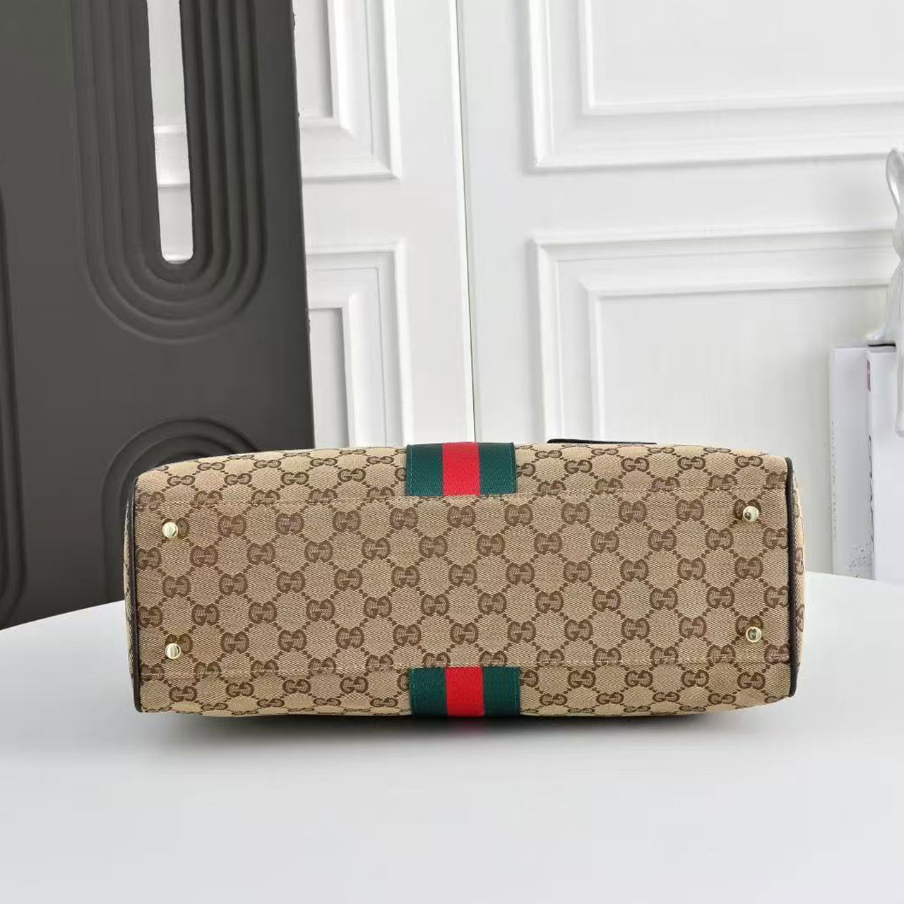 Gucci Horsebit Web Stripe GG Supreme Boston Handbag