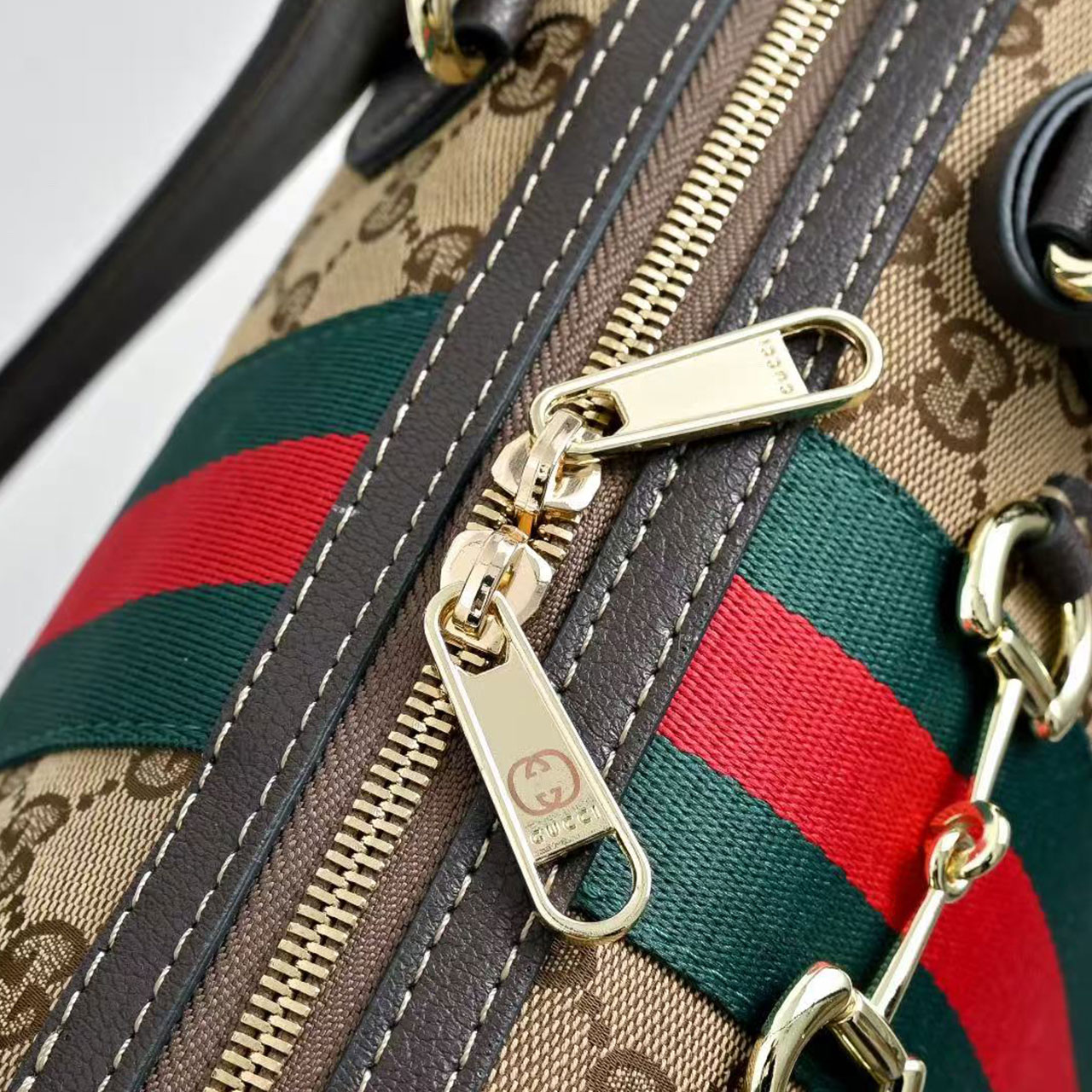 Gucci Horsebit Web Stripe GG Supreme Boston Handbag