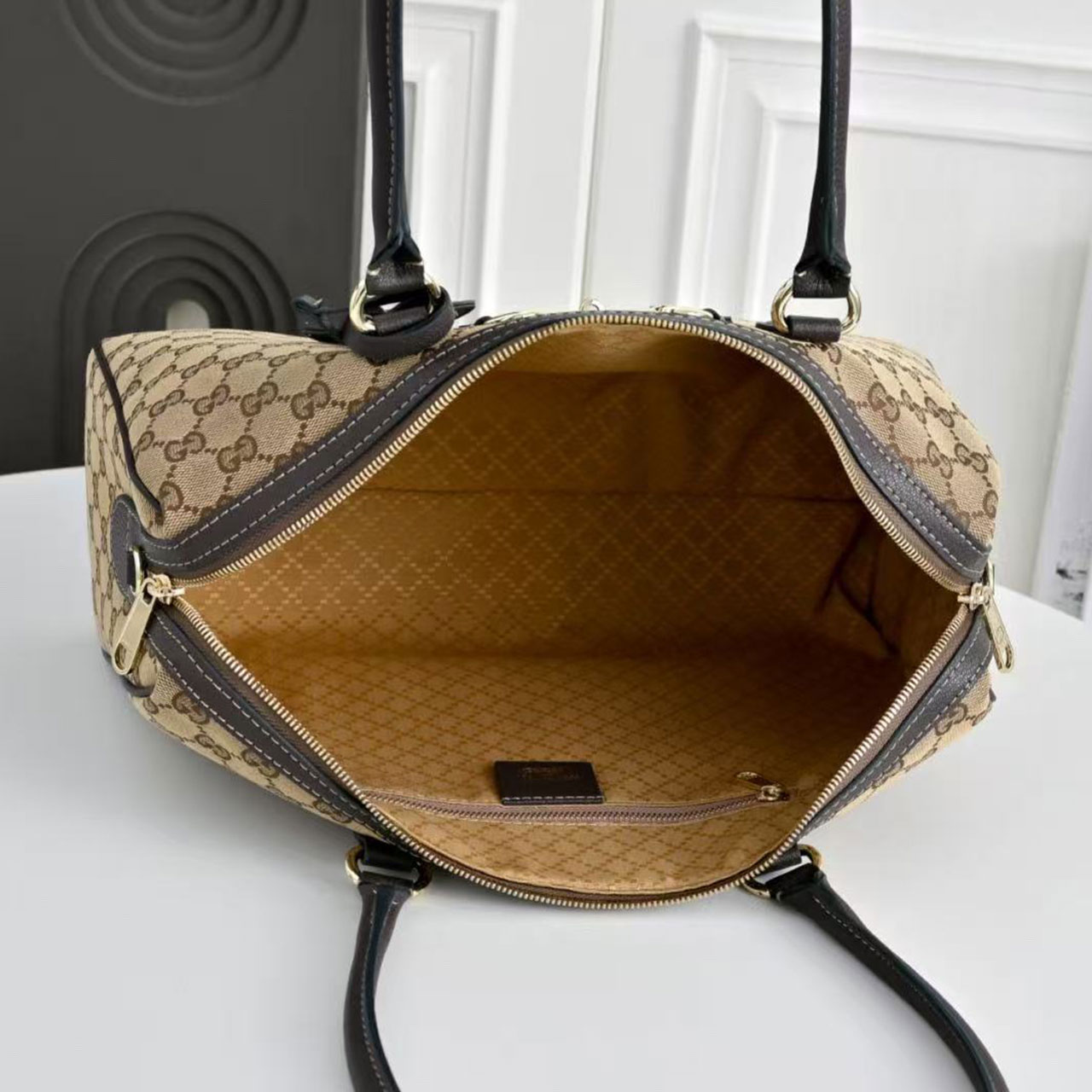 Gucci Horsebit Web Stripe GG Supreme Boston Handbag