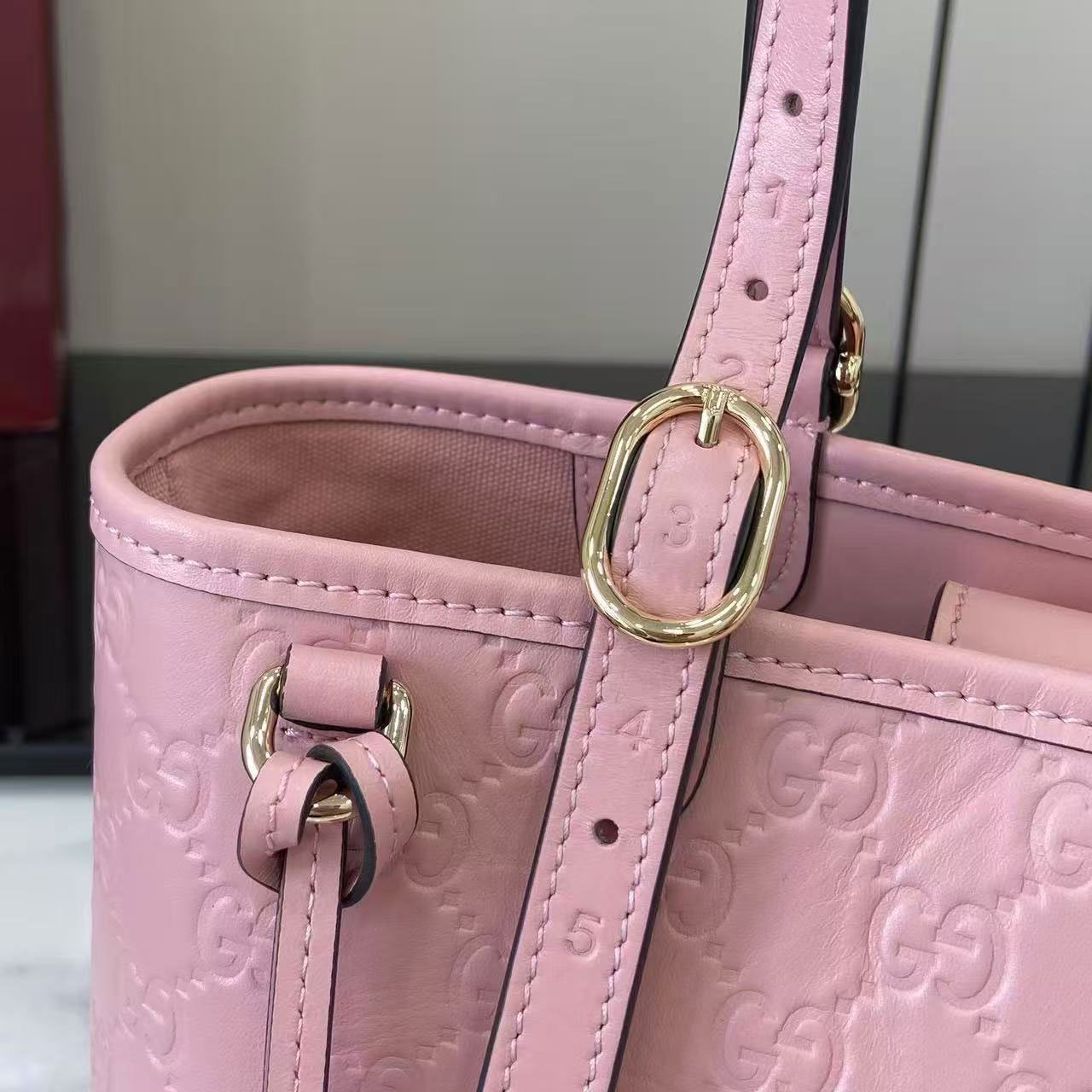 Gucci GG Embossed Leather Small Shopping Tote Bag