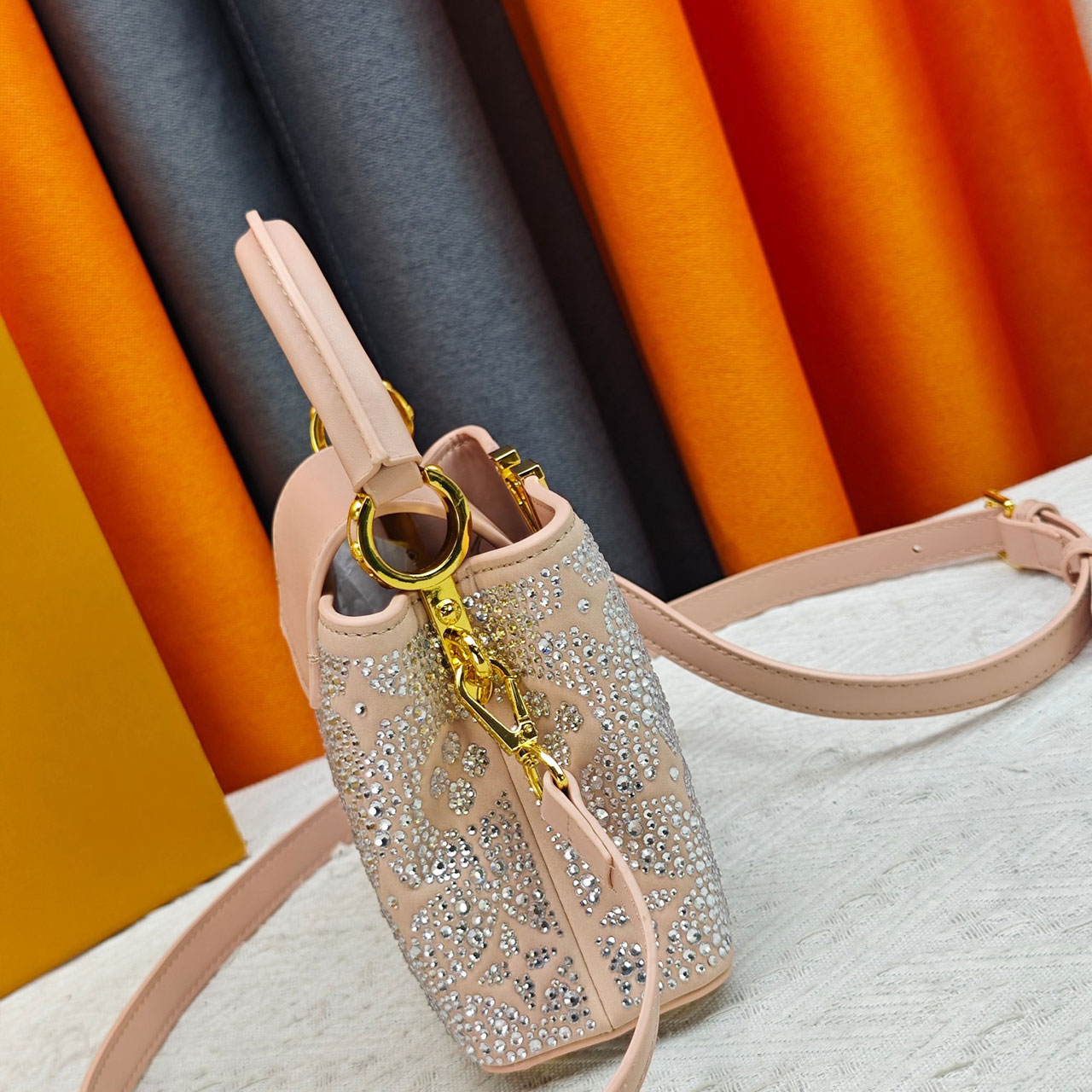 LV Capucines Mini Pink Full Diamond Crystal Handbag