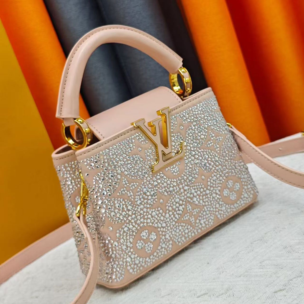 LV Capucines Mini Pink Full Diamond Crystal Handbag