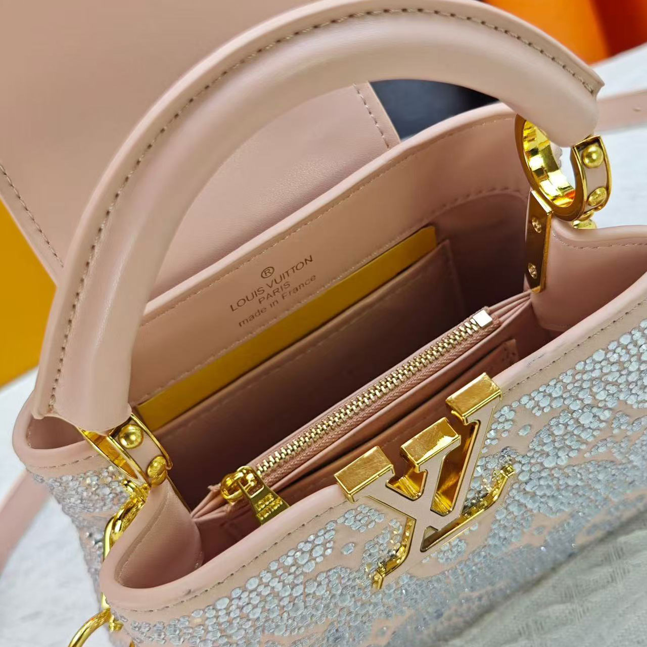 LV Capucines Mini Pink Full Diamond Crystal Handbag
